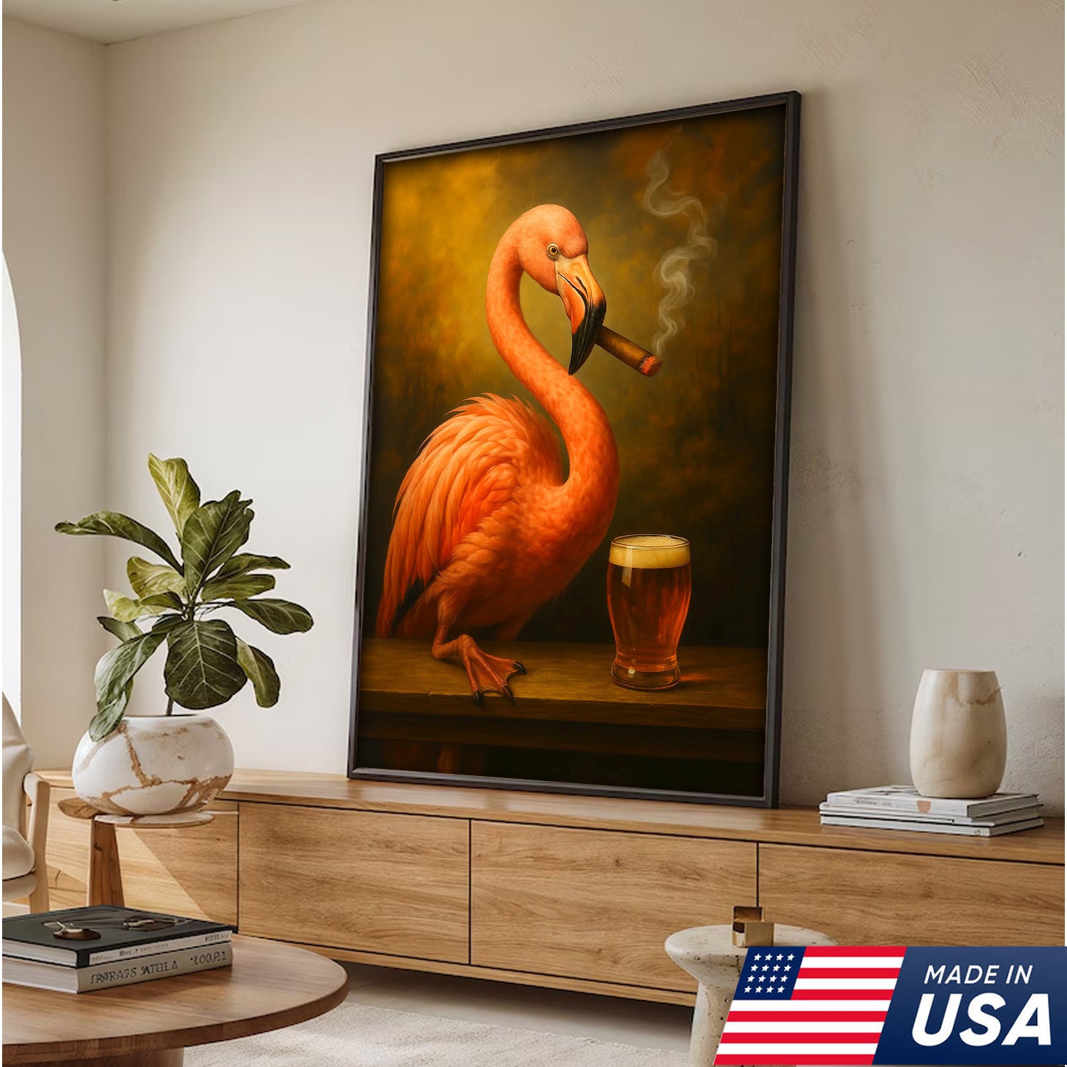 Whimsical Flamingo Canvas Wall Art - Bold Tropical Bird Design for Modern Home Decor - Unique Animal Artwork