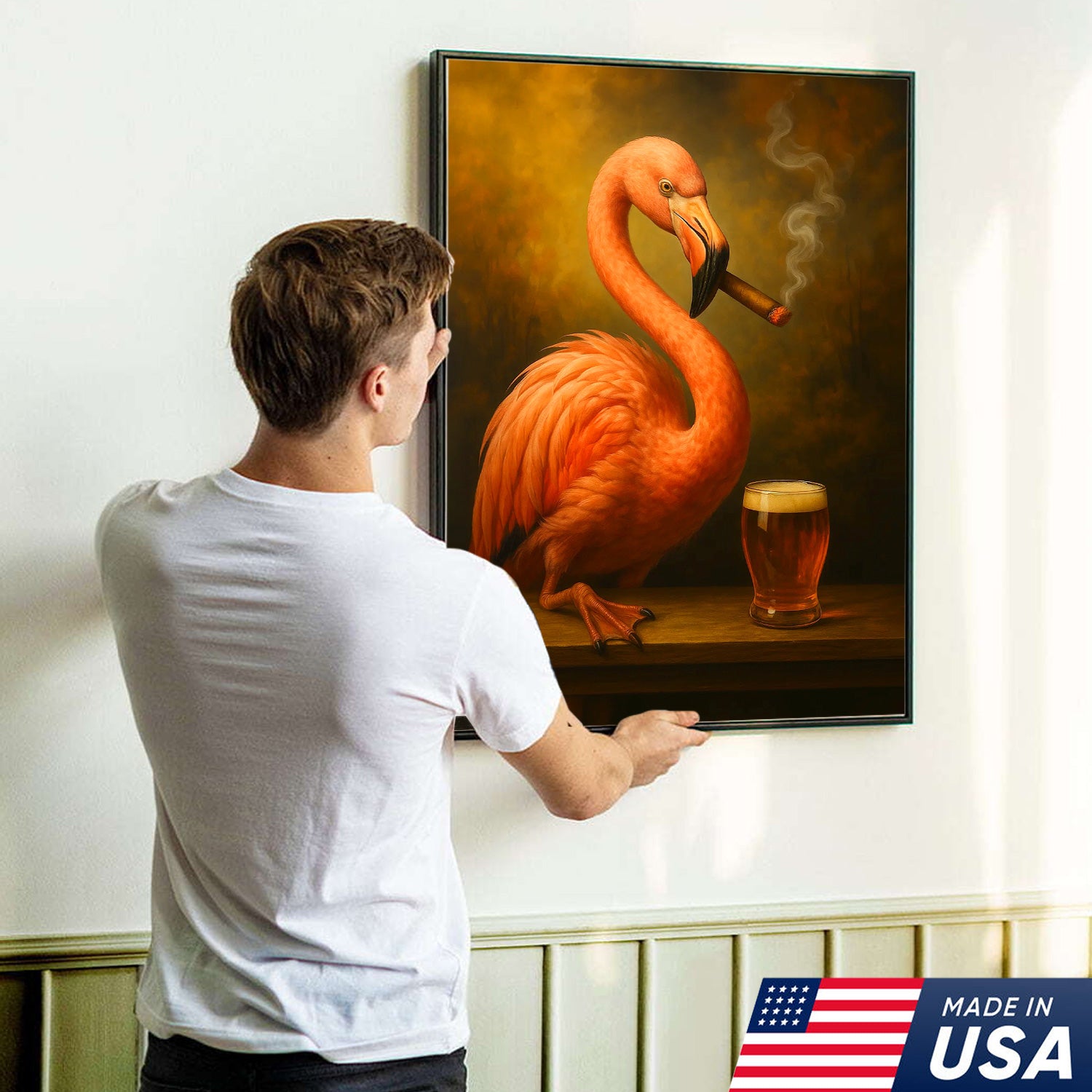 Whimsical Flamingo Canvas Wall Art - Bold Tropical Bird Design for Modern Home Decor - Unique Animal Artwork