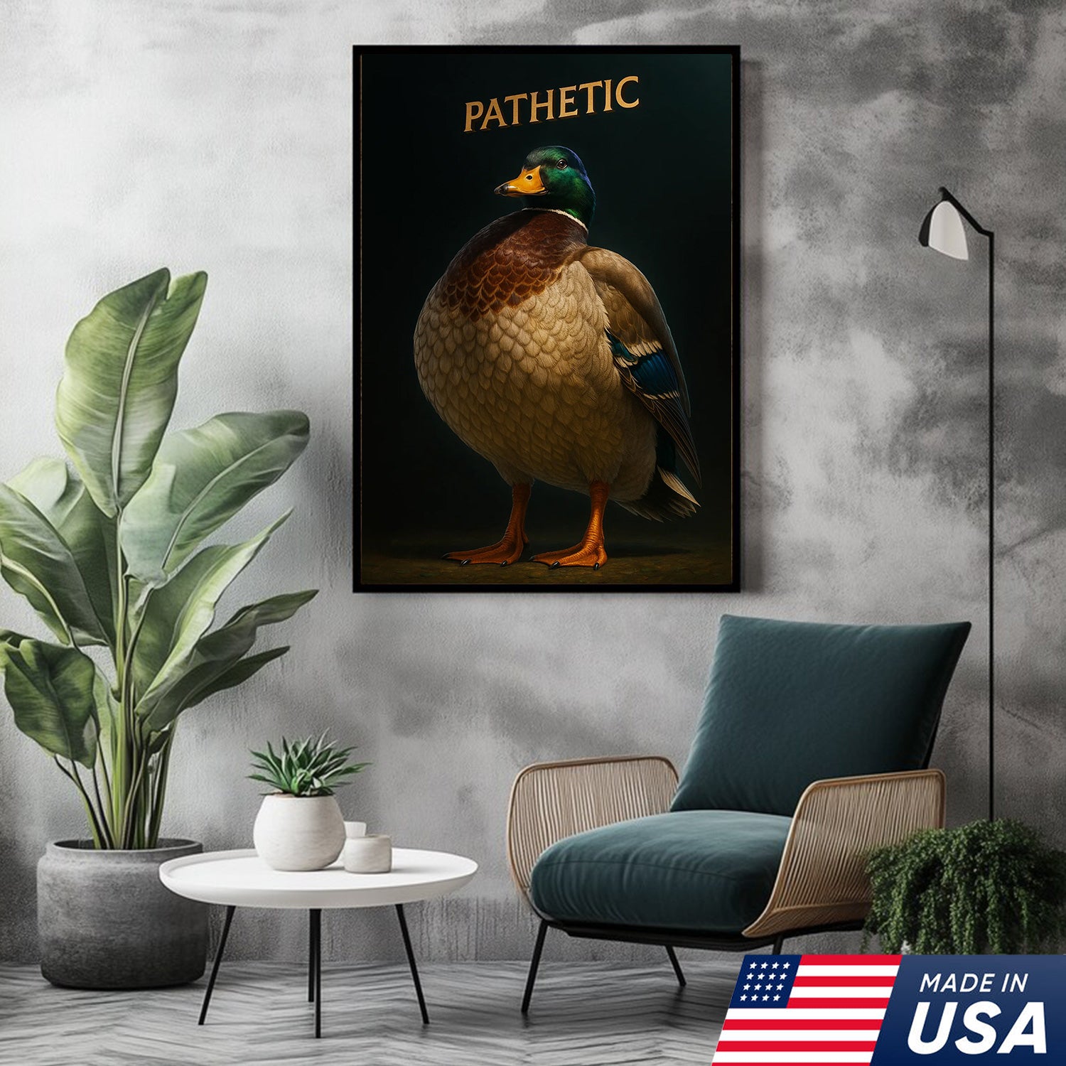 Pathetic Mallard Duck Canvas Wall Art – Funny Hunting Decor – Rustic Lodge Wall Print