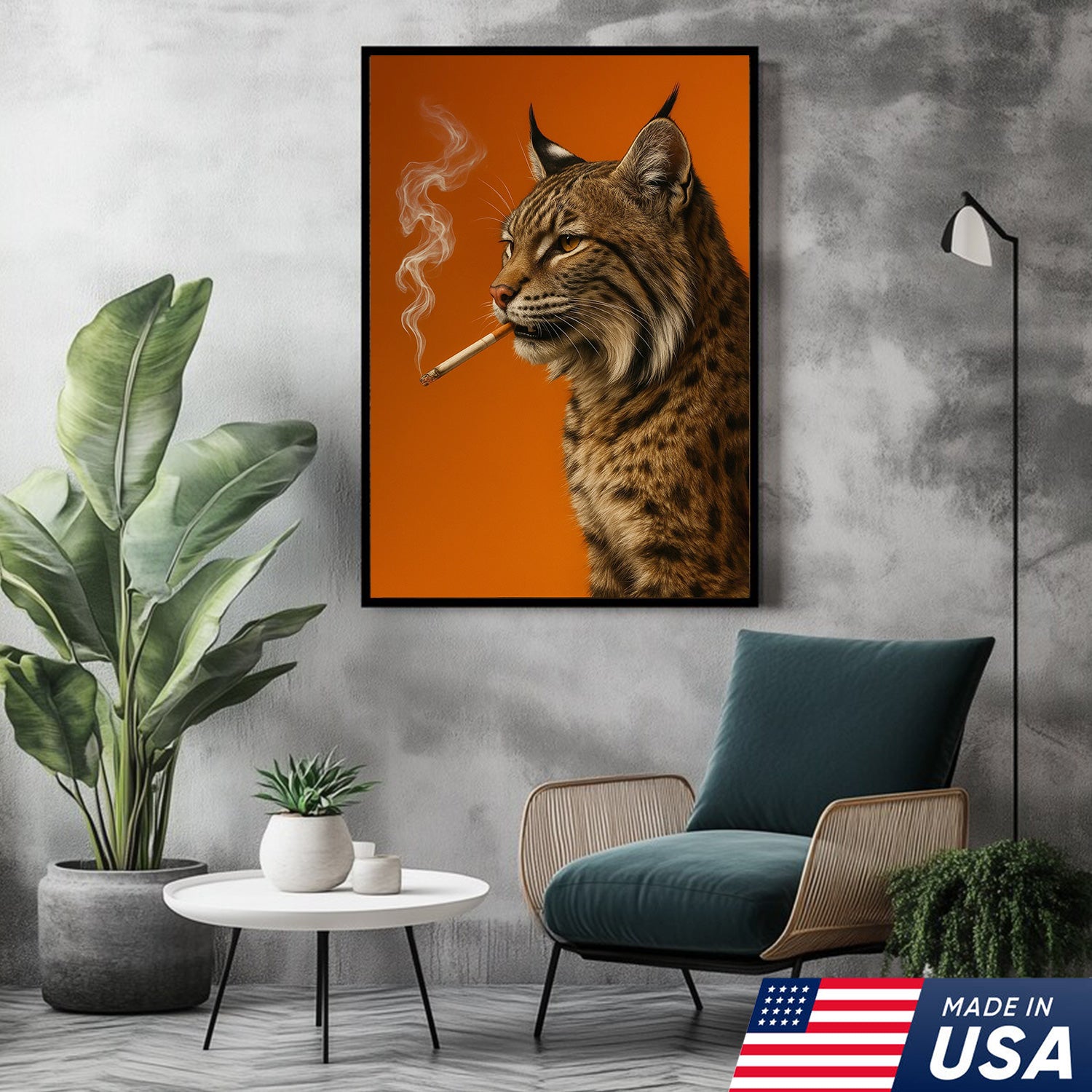 Bobcat Canvas Wall Art – Rustic Wildlife Decor – Hunting Cabin Artwork – Mountain Lodge Wall Hanging – Woodland Animal Nature Print