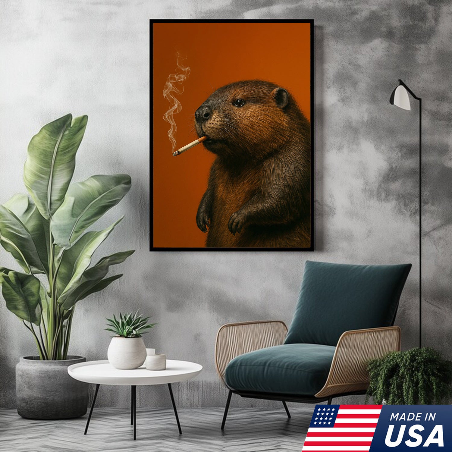 Beaver Canvas Wall Art – Rustic Wildlife Decor – Hunting Cabin Artwork – Woodland Nature Print – Lodge and Farmhouse Wall Hanging