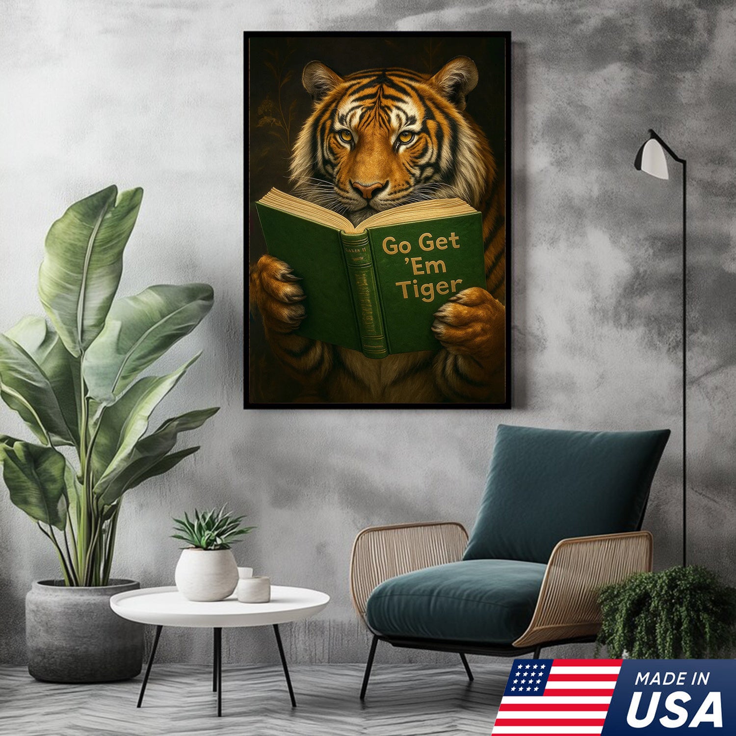 Motivational Tiger Canvas Wall Art - Inspiring Reading Animal Design - Bold Wildlife Artwork for Home Decor