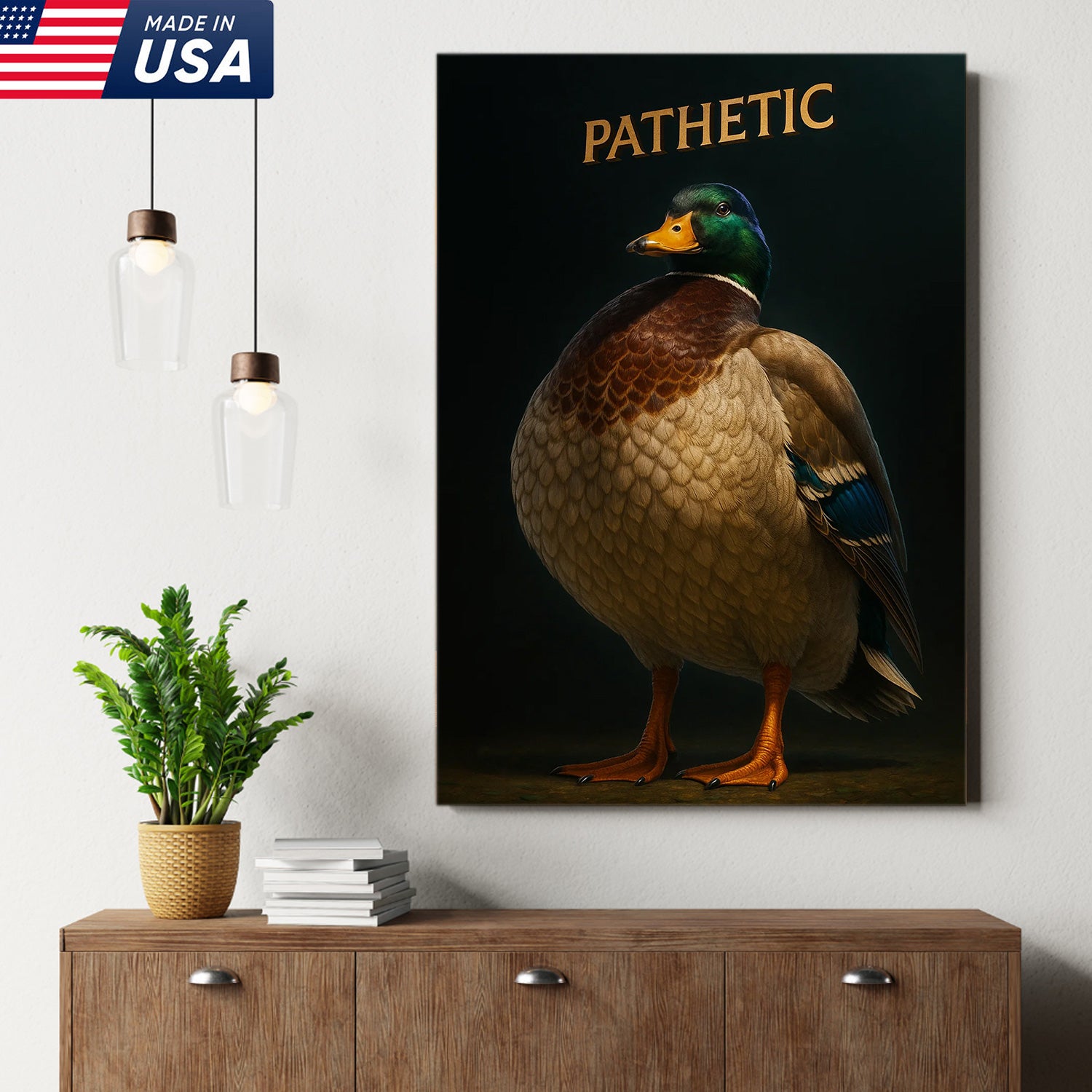 Pathetic Mallard Duck Canvas Wall Art – Funny Hunting Decor – Rustic Lodge Wall Print
