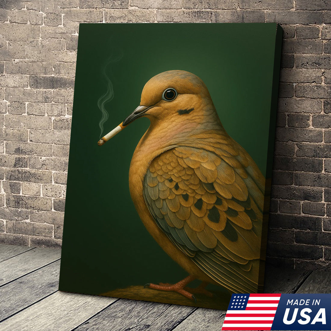 Mourning Dove Wall Art Canvas - Rustic Wildlife Cabin Decor - Unique Hunting Lodge Artwork
