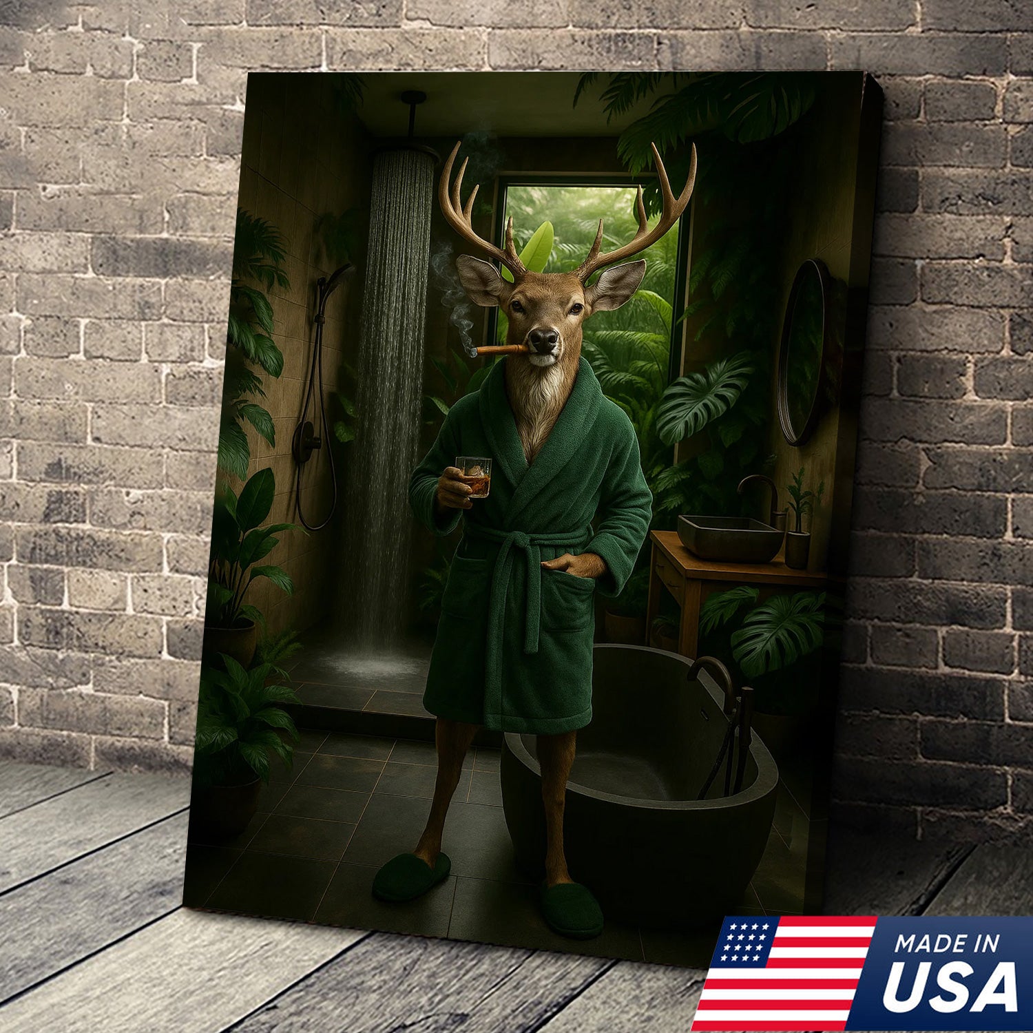 Gentleman Buck Canvas Wall Art – Sophisticated Deer Lodge Decor – Rustic Cabin Hunting Vibe