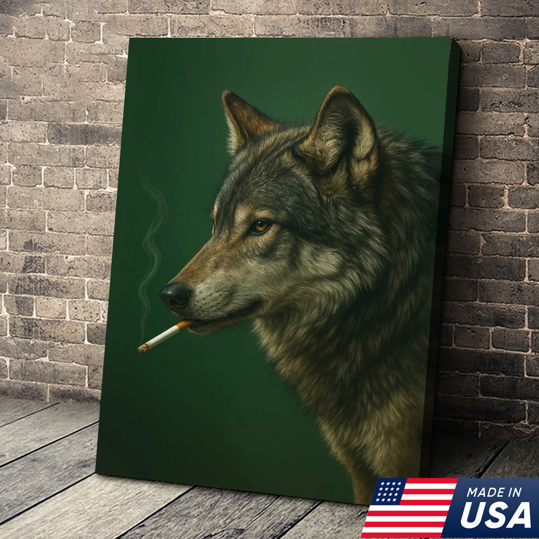 Gray Wolf Canvas Wall Art β Rustic Wildlife Home Decor β Modern Hunting Lodge Artwork