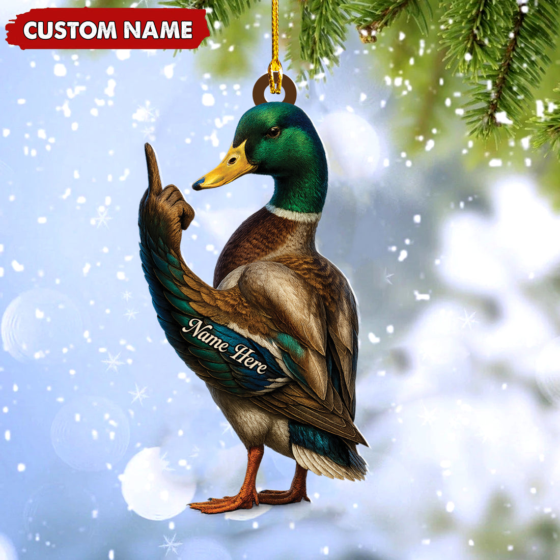 Personalized Funny Duck Fukin' Finger Hunting Acrylic Christmas Ornament β Custom Gift for Hunters