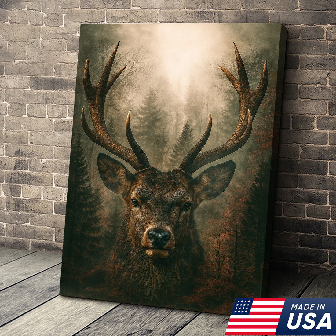 Majestic Deer Canvas Wall Art - Rustic Forest Stag Head Print, Wildlife Nature Decor for Cabin & Lodge