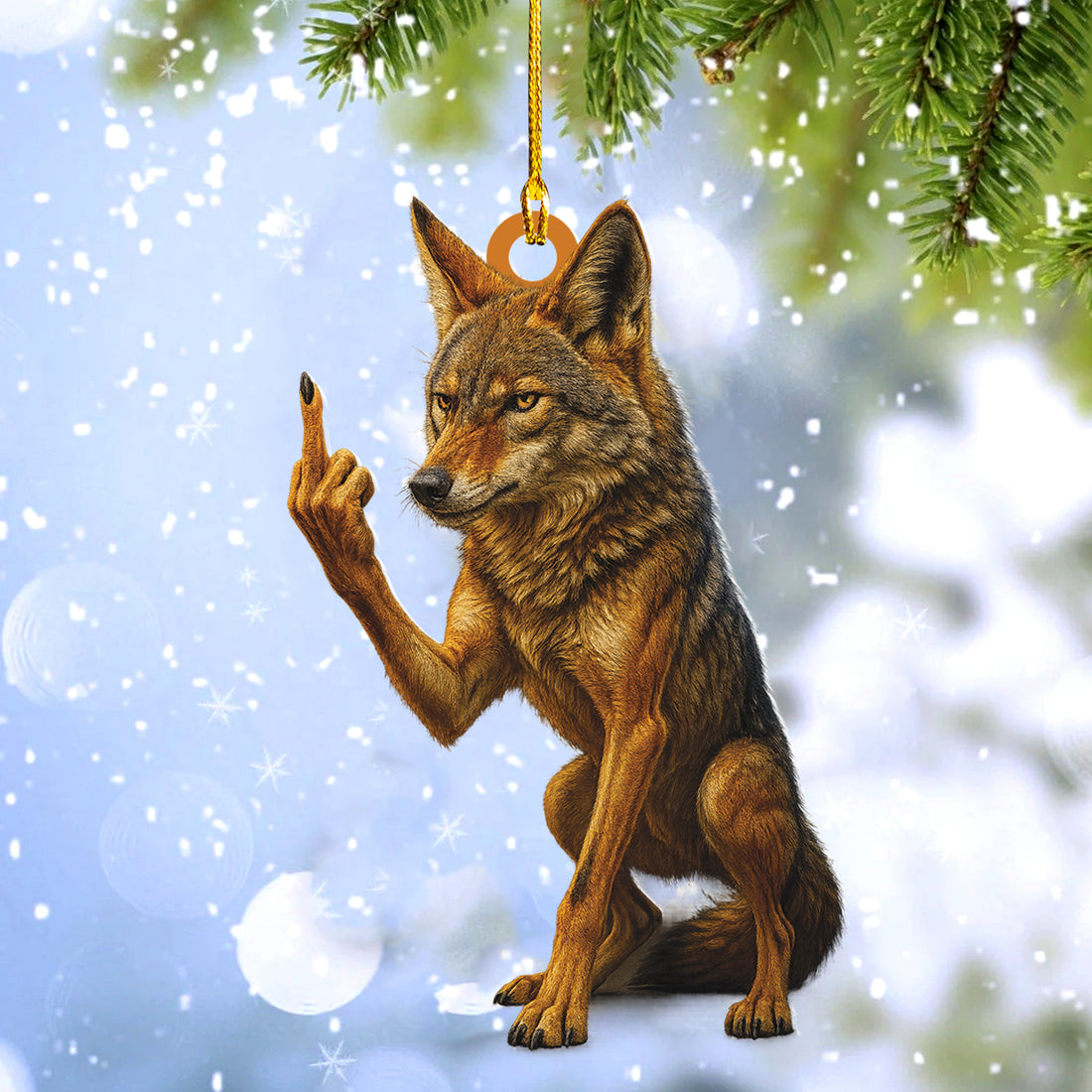 Personalized Funny Coyote Fukin' Finger Hunting Acrylic Christmas Ornament β Custom Gift for Hunters