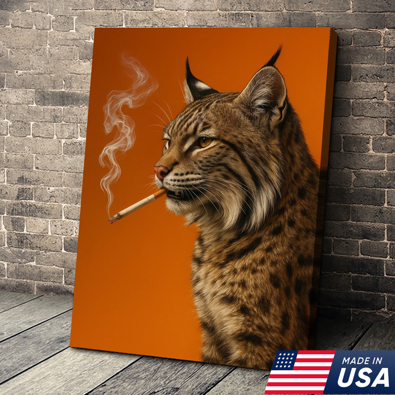 Bobcat Canvas Wall Art – Rustic Wildlife Decor – Hunting Cabin Artwork – Mountain Lodge Wall Hanging – Woodland Animal Nature Print