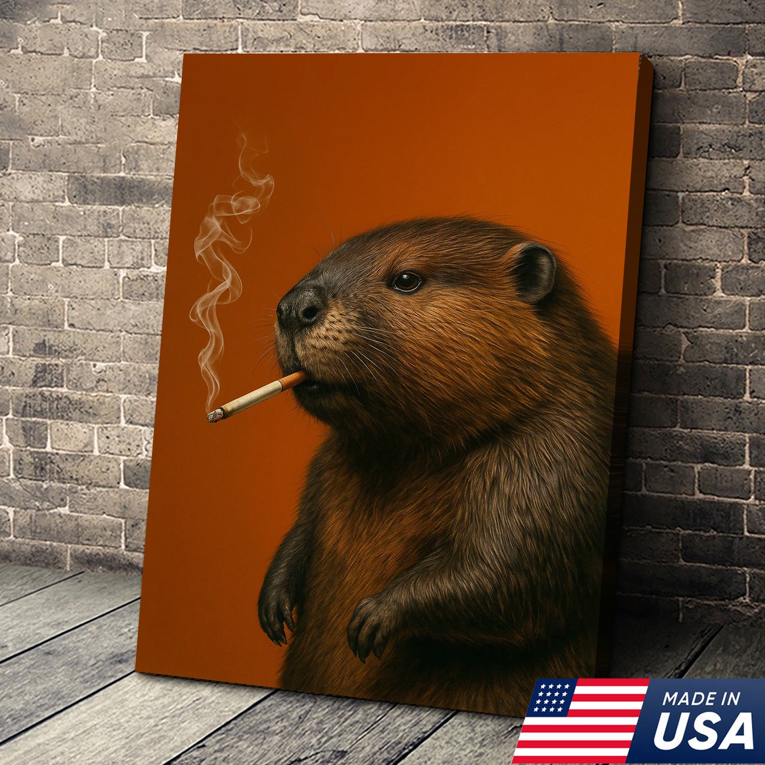 Beaver Canvas Wall Art – Rustic Wildlife Decor – Hunting Cabin Artwork – Woodland Nature Print – Lodge and Farmhouse Wall Hanging
