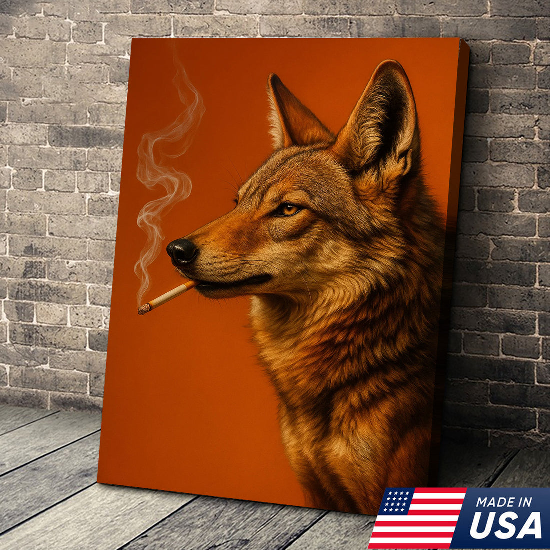 Coyote Canvas Wall Art β Rustic Wildlife Decor β Hunting Cabin Artwork β Mountain Lodge Wall Hanging β Woodland Nature Animal Print