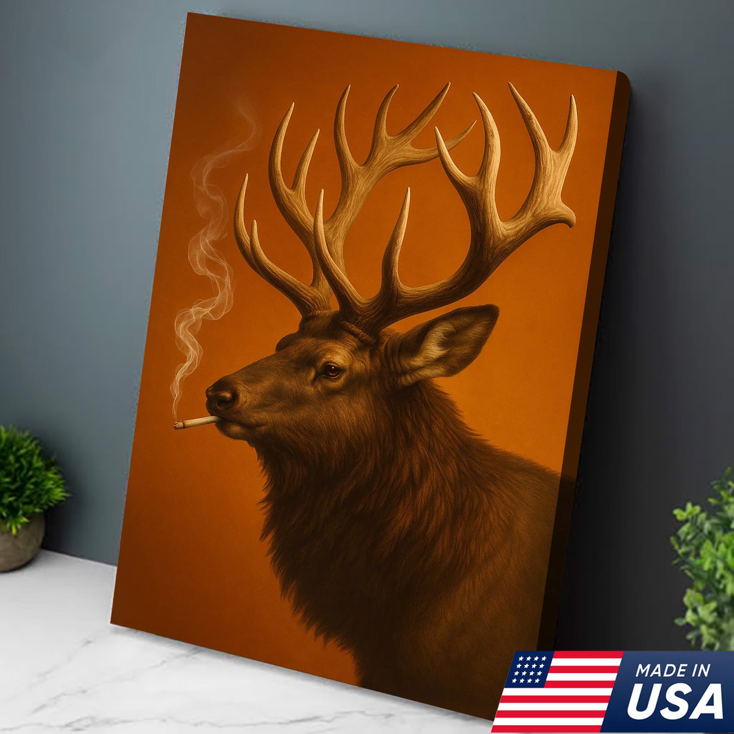 Majestic Elk Canvas Wall Art – Rustic Wildlife Home Decor for Hunters & Nature Lovers