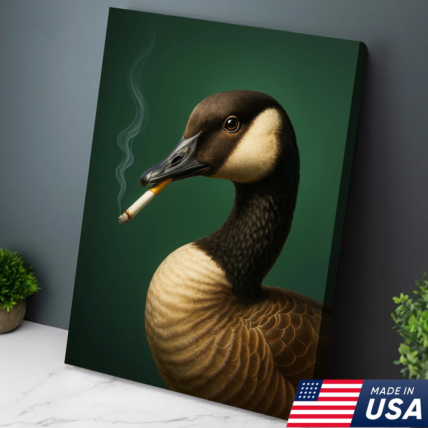 Canada Goose Wall Art Canvas - Rustic Wildlife Home Decor - Cabin & Hunting Lodge Artwork