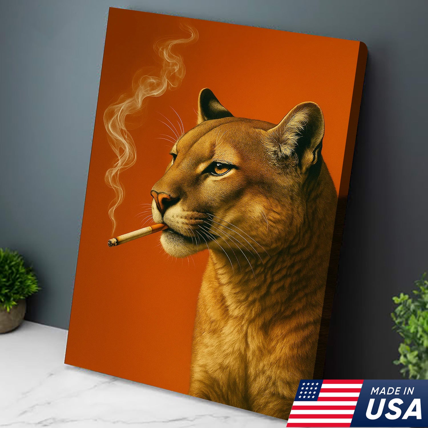 Mountain Lion Canvas Wall Art – Bold Rustic Wildlife Decor for Cabin, Lodge & Nature Enthusiasts