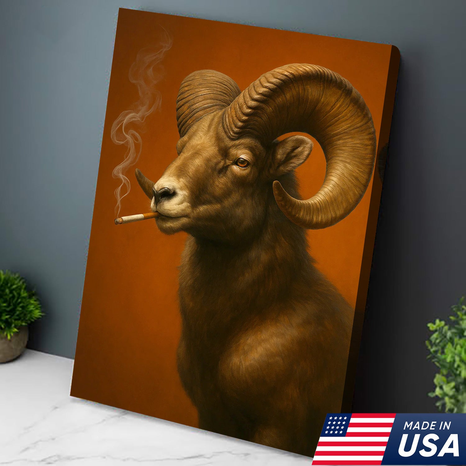 Bighorn Sheep Canvas Wall Art – Majestic Rustic Wildlife Decor for Cabin, Lodge & Nature Lovers