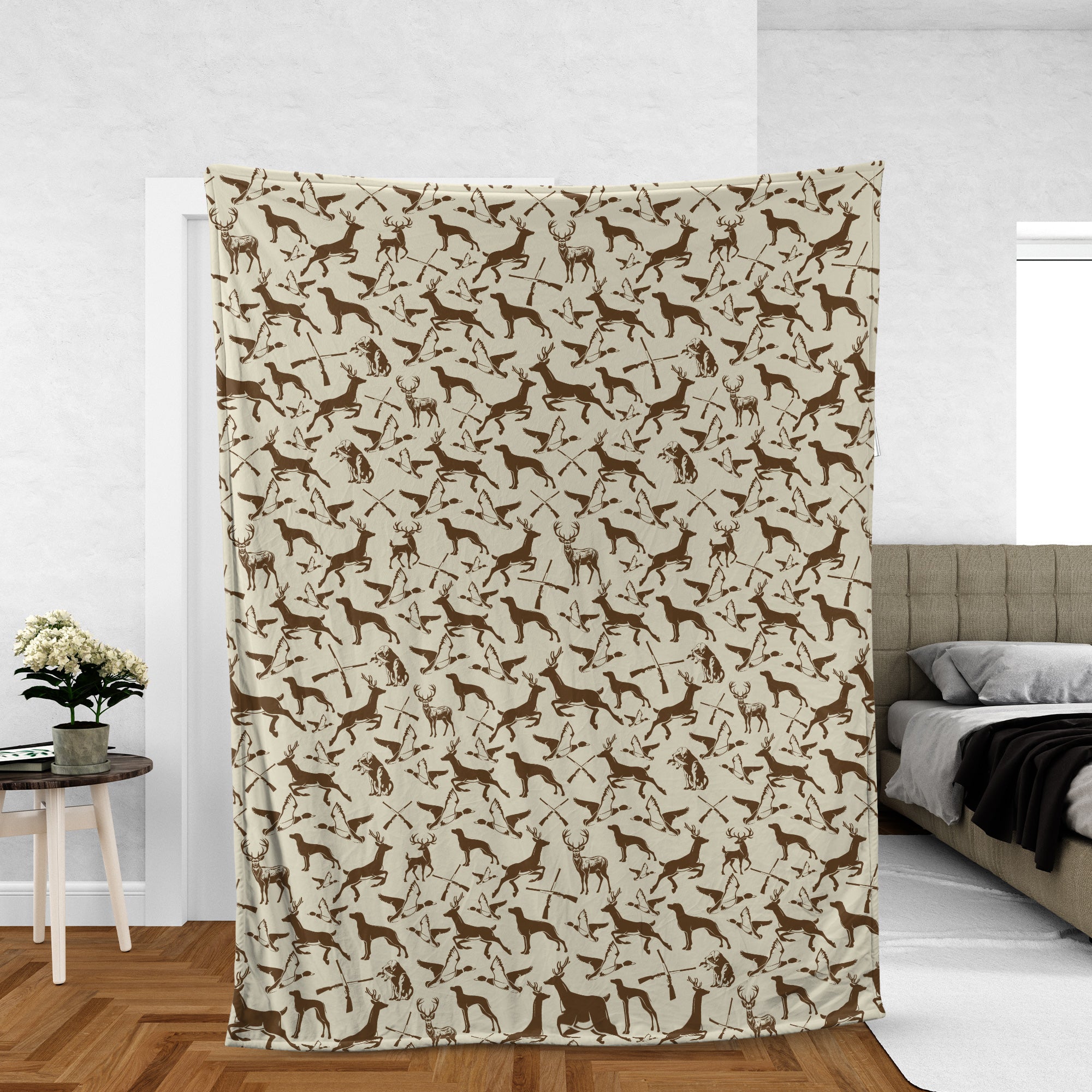 Deer Hunting Pattern Fleece Blanket - Gift for Hunters Men Women Home Accessories