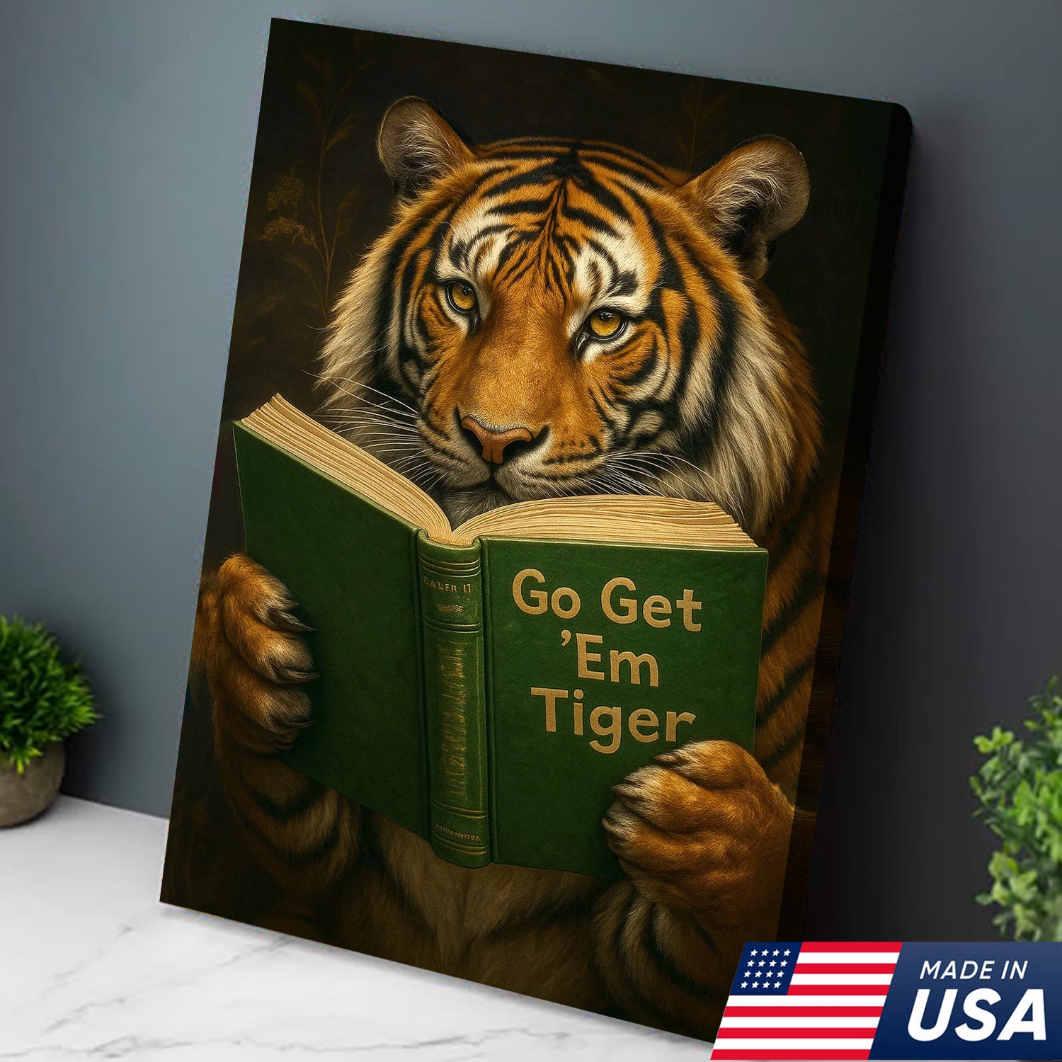 Motivational Tiger Canvas Wall Art - Inspiring Reading Animal Design - Bold Wildlife Artwork for Home Decor