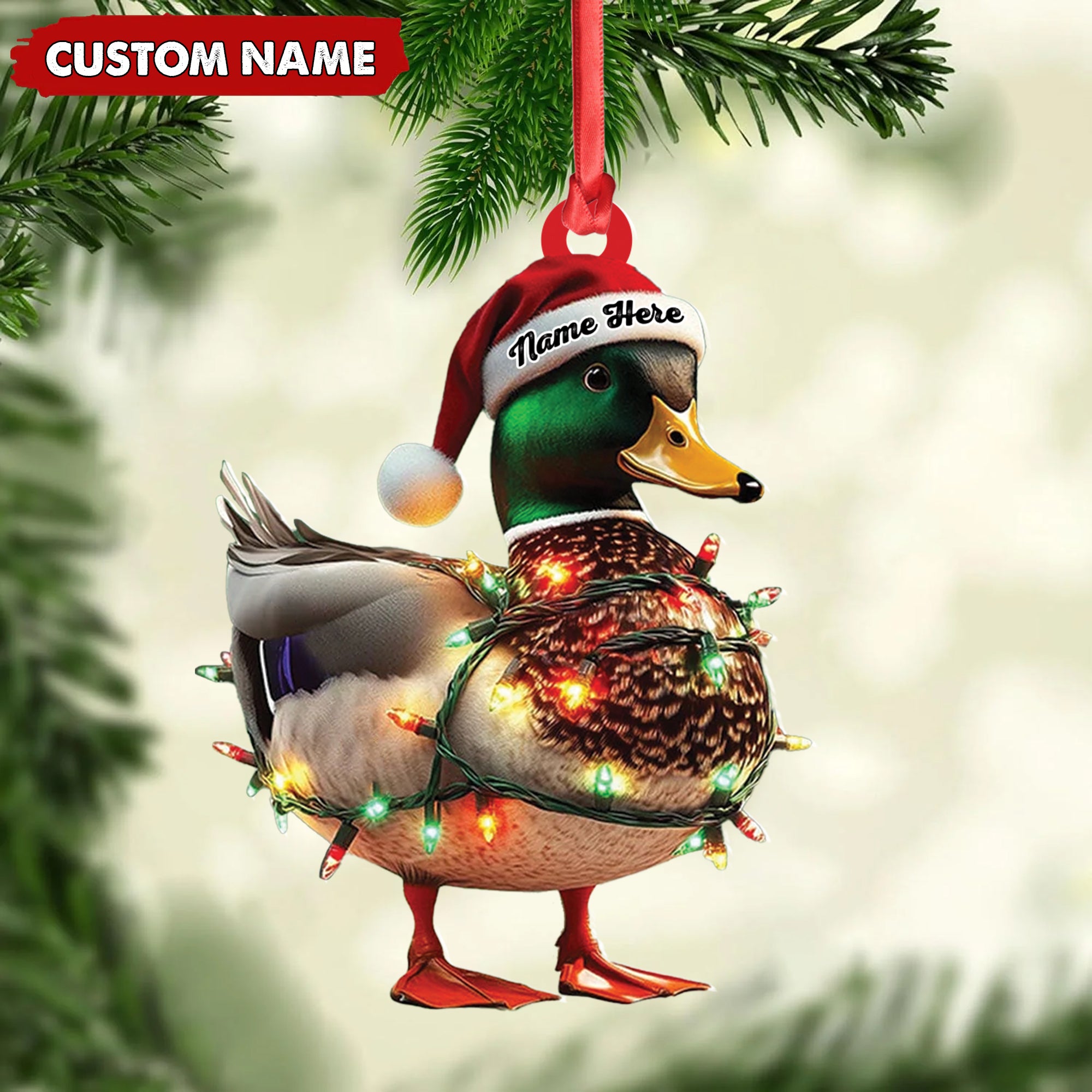 Personalized Duck Acrylic Christmas Ornament – Funny Custom Hunting Tree Decoration For Hunters