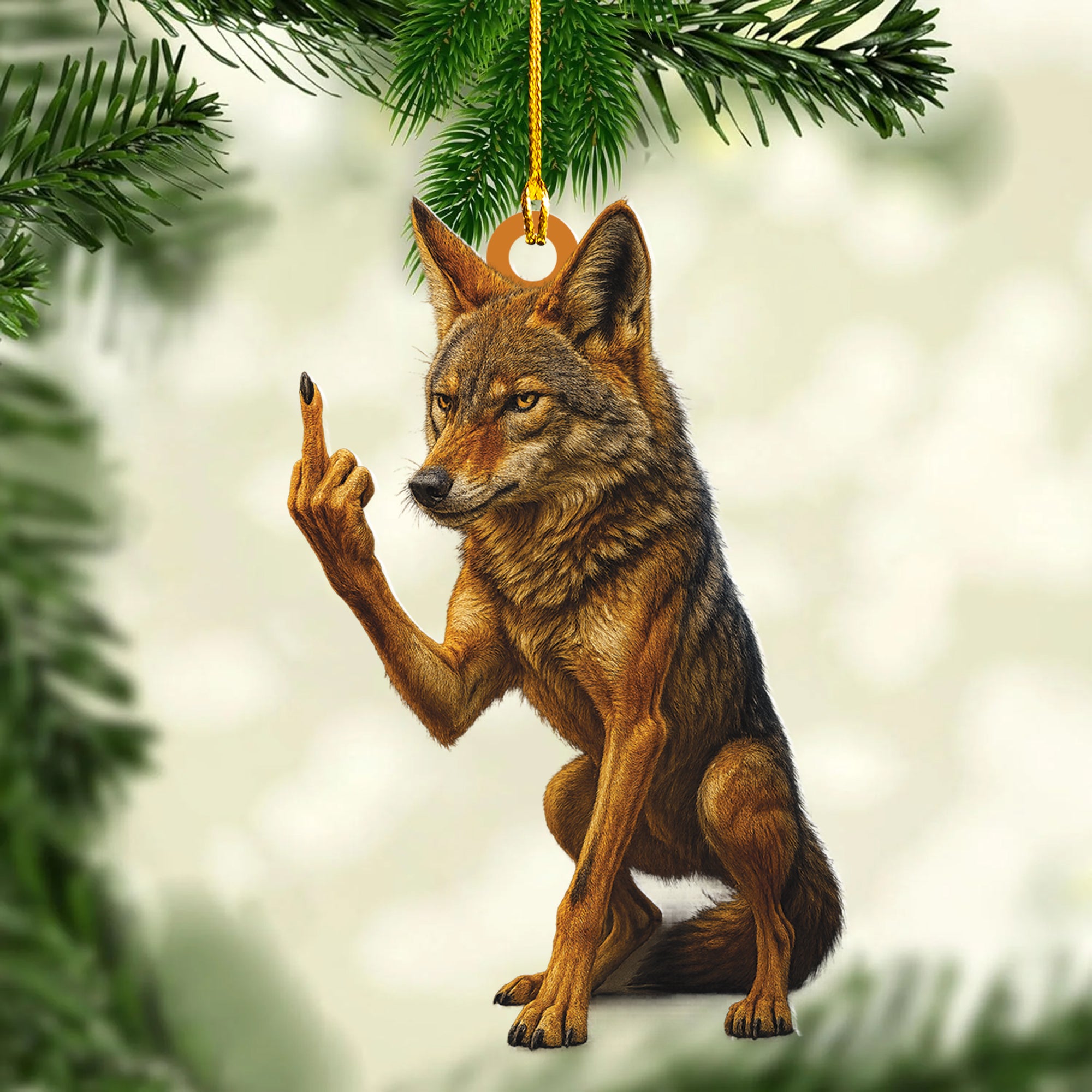 Personalized Funny Coyote Fukin' Finger Hunting Acrylic Christmas Ornament – Custom Gift for Hunters