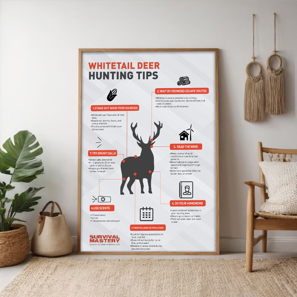 Whitetail Deer Hunting Tips Canvas Poster – Perfect Decor for Hunters – Boost Your Success in the Field
