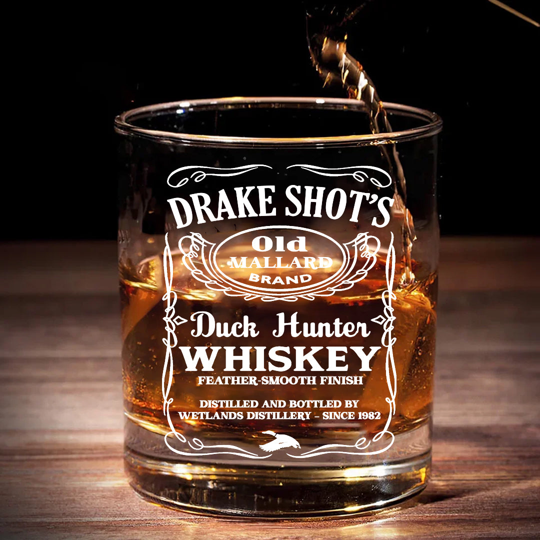 Drake Shot’s Whiskey Decanter Set – Engraved Duck Hunter Glass Barware Gift For Waterfowl Hunters & Drinking Lovers