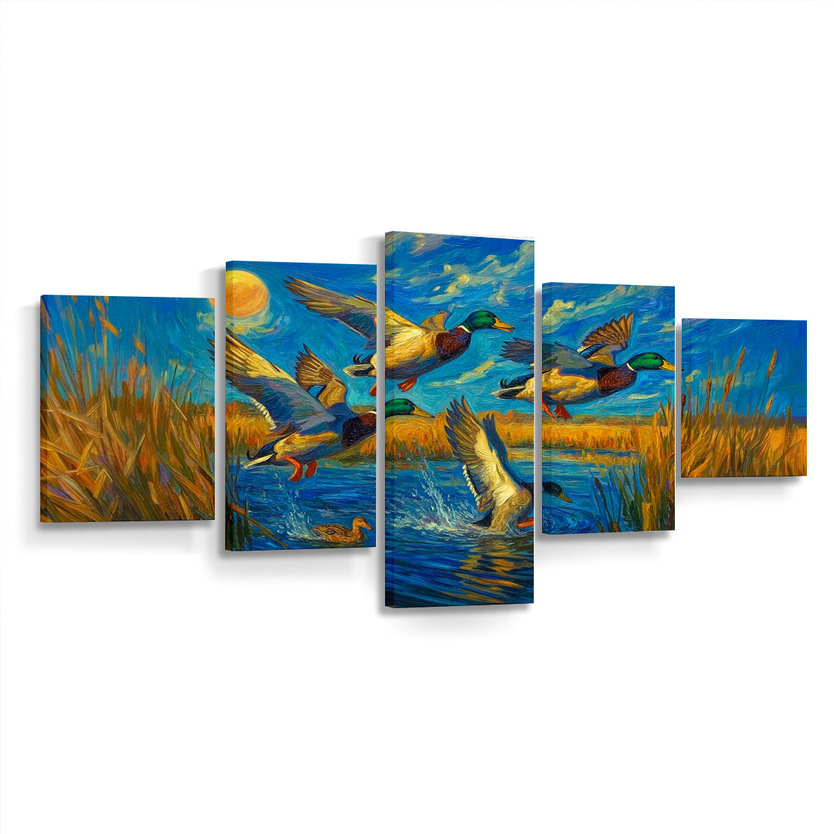 Duck Hunting Canvas Wall Decor for Hunters - Stunning 5-Panel Duck Canvas