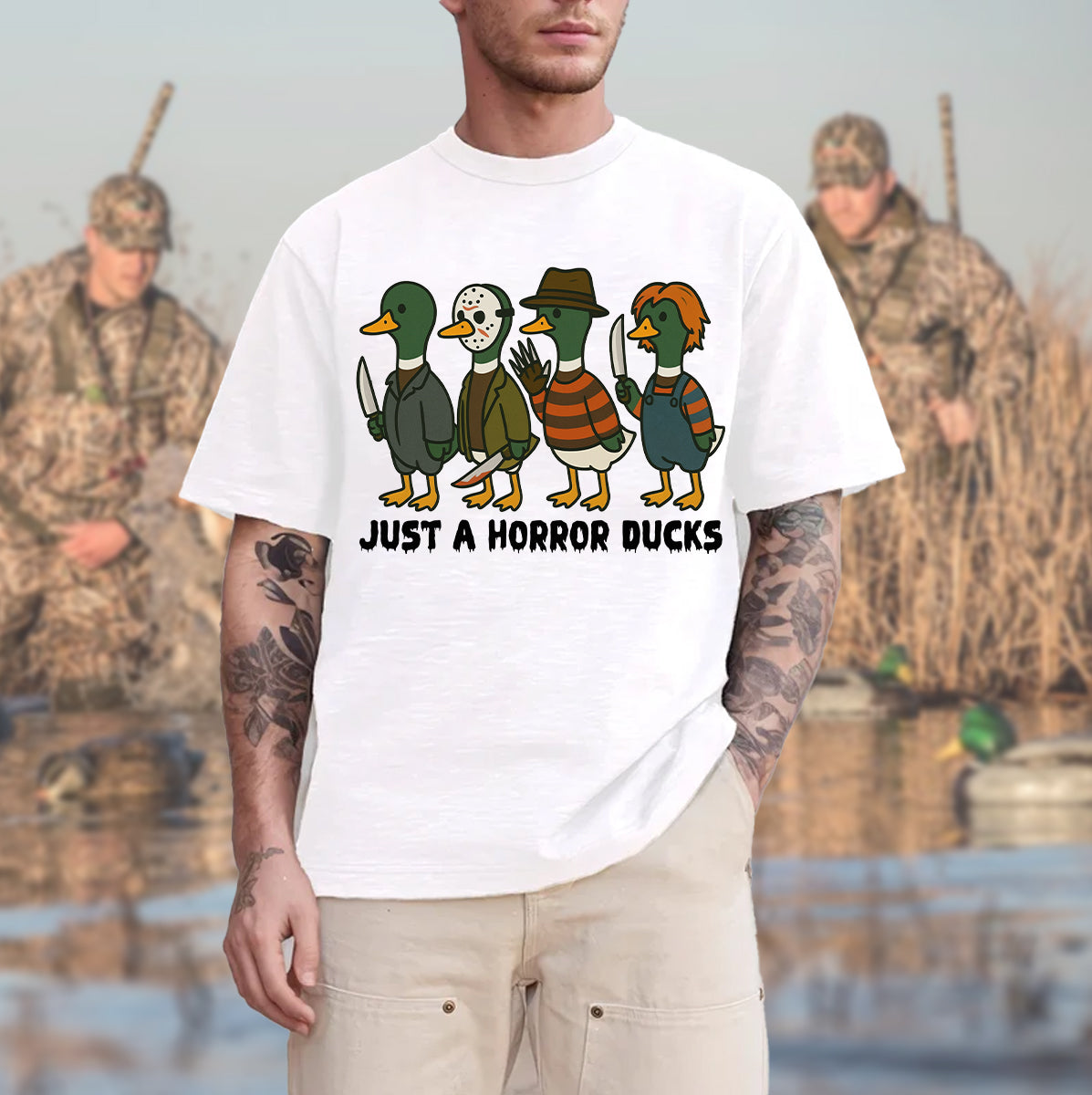 Just A Horror Ducks T-Shirt - Funny Halloween Duck Design for Hunters & Horror