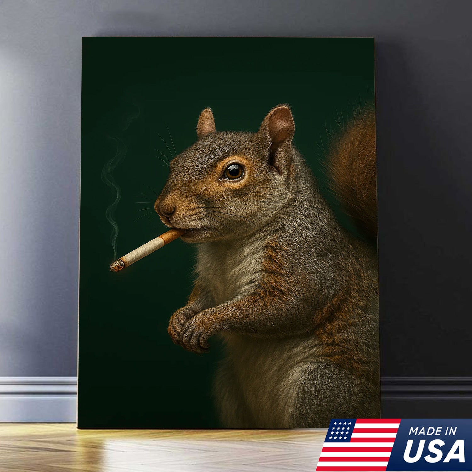 Squirrel Wall Art Canvas - Rustic Wildlife Home Decor - Unique Cabin & Lodge Artwork