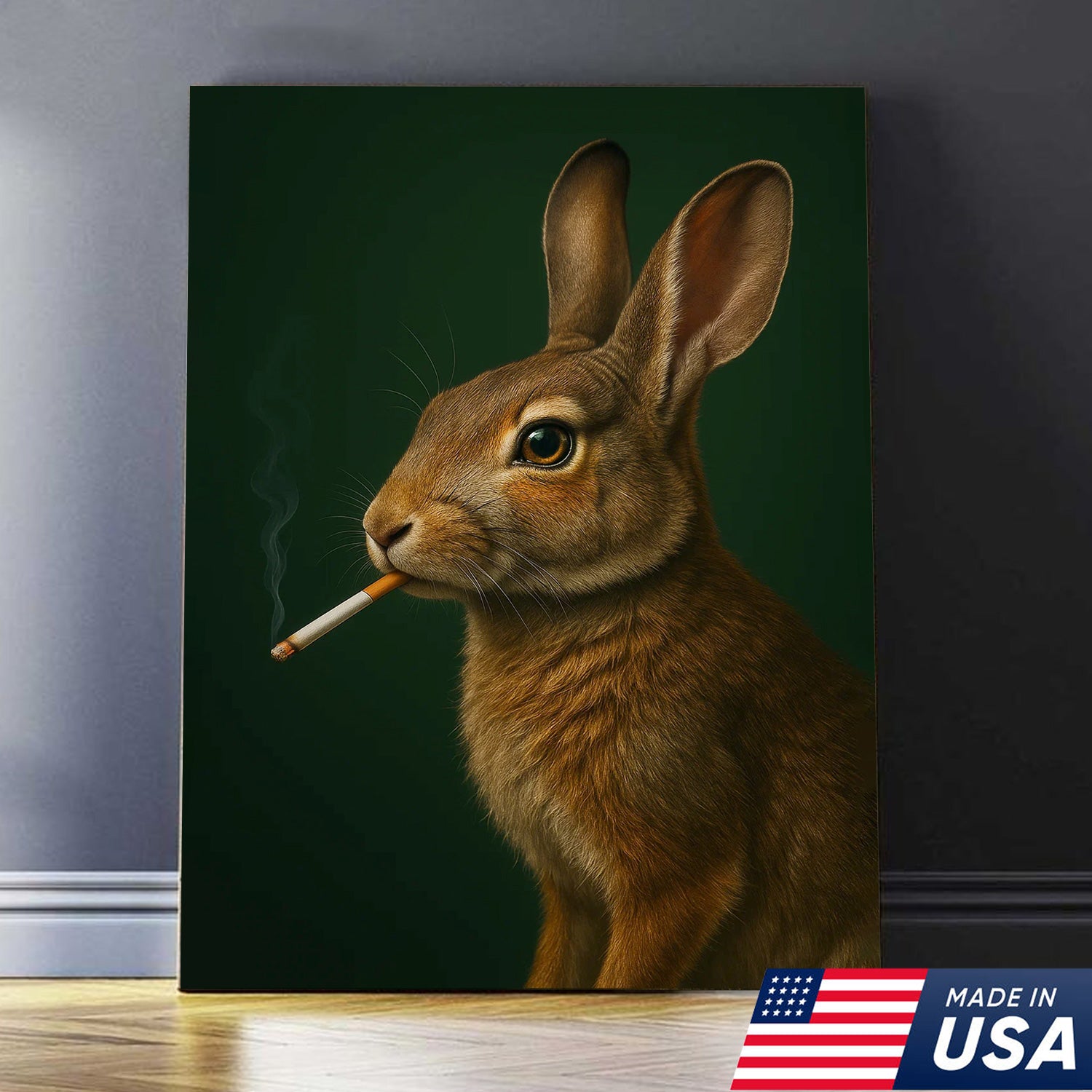 Rabbit Wall Art Canvas - Rustic Wildlife Decor for Cabin & Lodge - Unique Hunting Gift