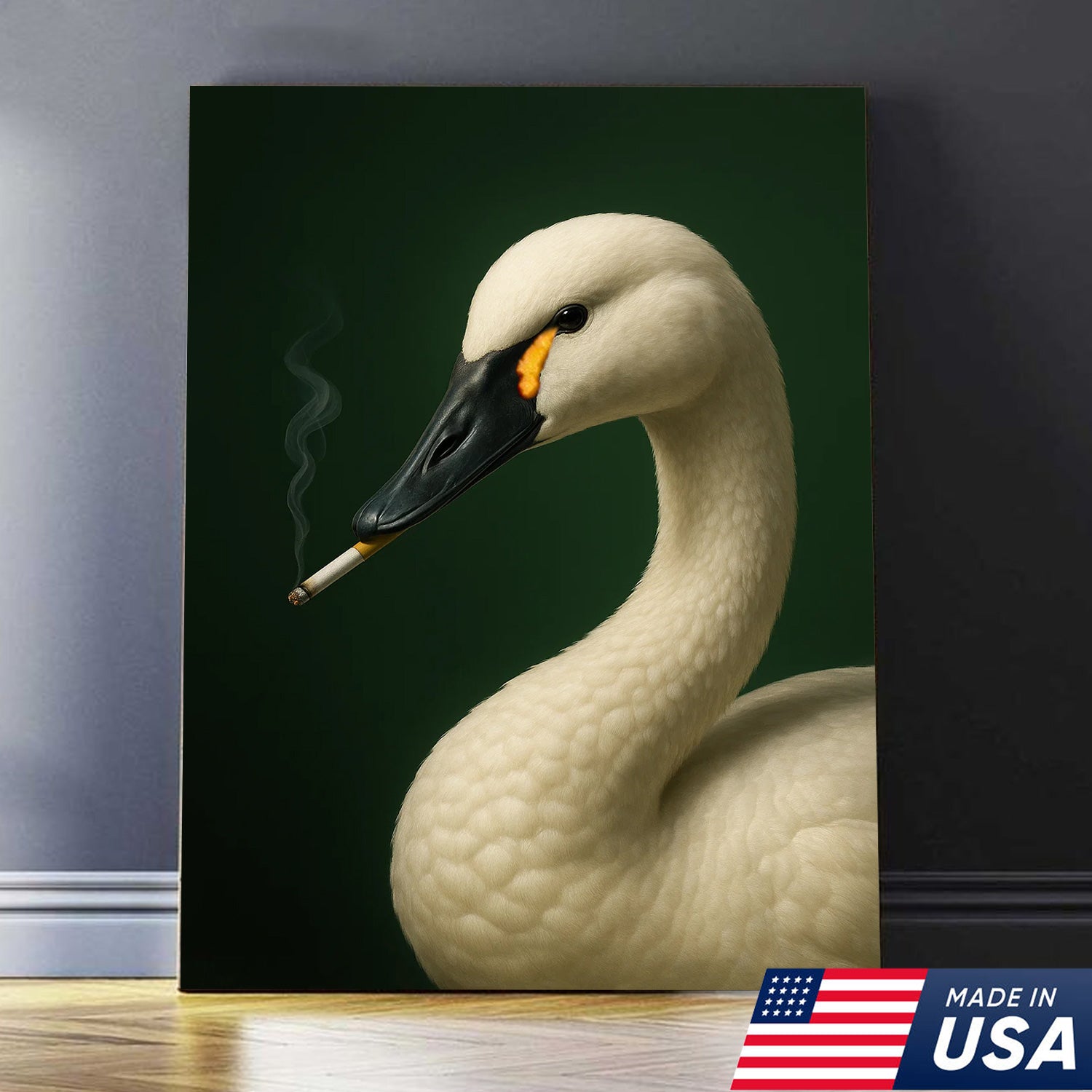 Tundra Swan Wall Art Canvas - Elegant Wildlife Cabin Decor - Unique Hunting Lodge Artwork