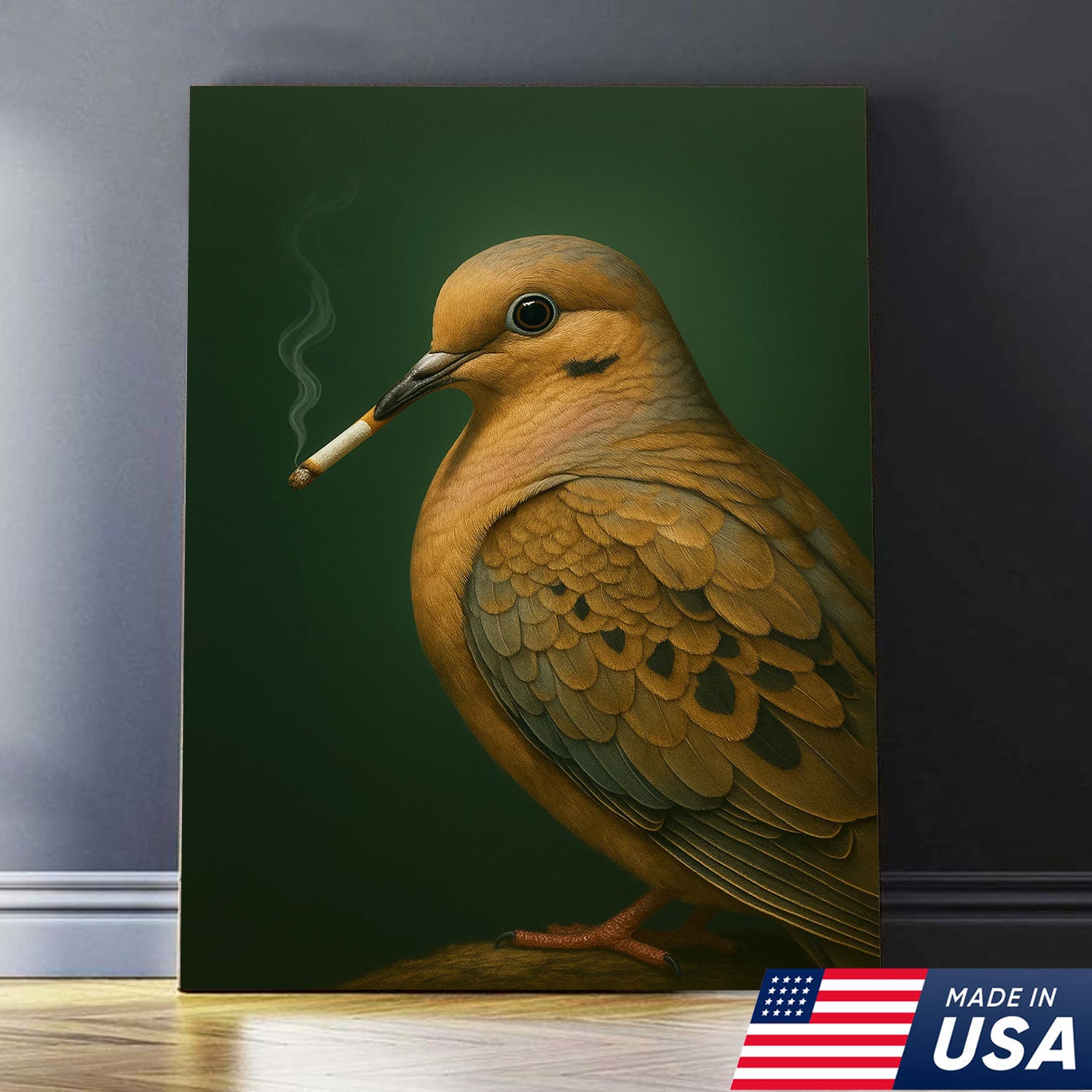 Mourning Dove Wall Art Canvas - Rustic Wildlife Cabin Decor - Unique Hunting Lodge Artwork