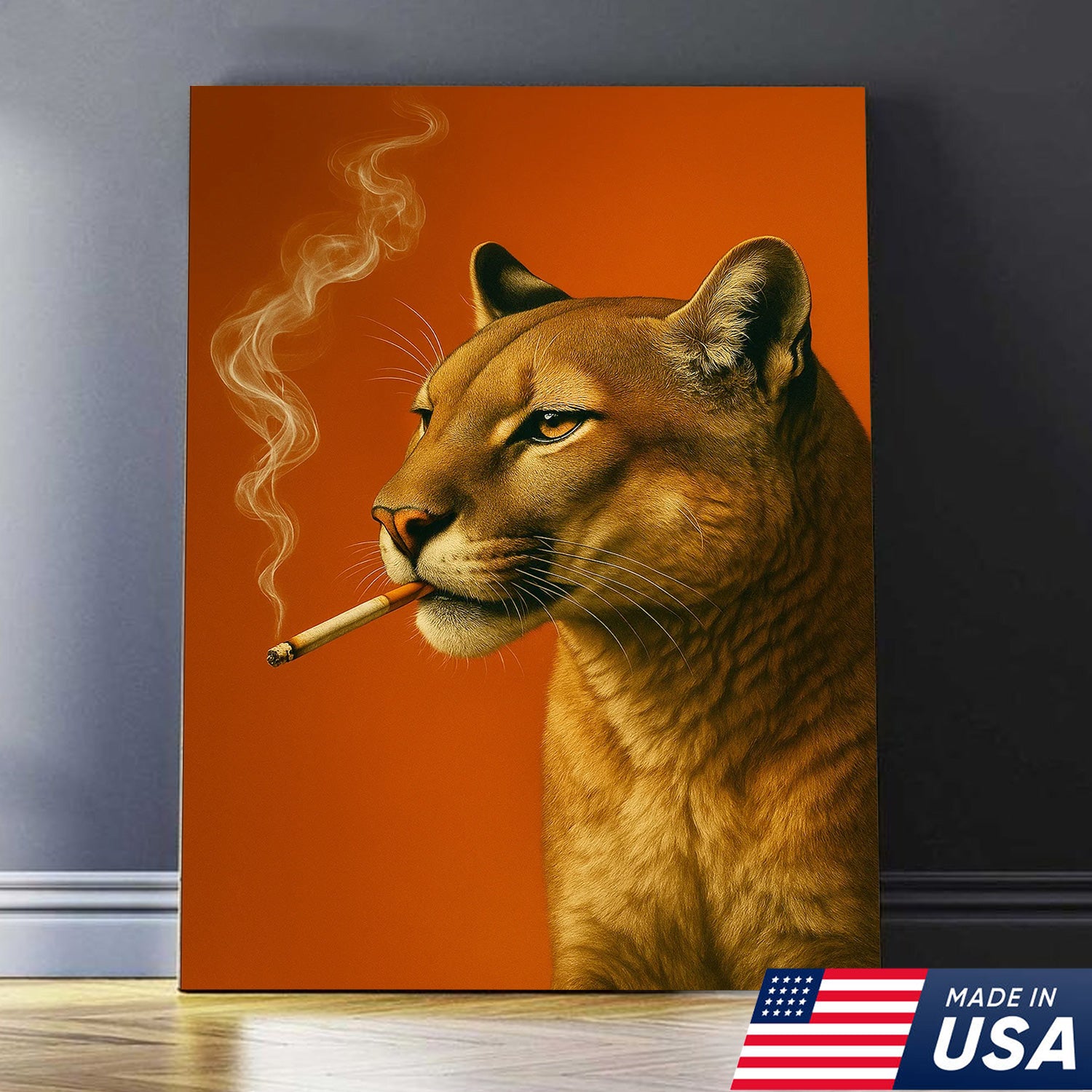 Mountain Lion Canvas Wall Art – Bold Rustic Wildlife Decor for Cabin, Lodge & Nature Enthusiasts