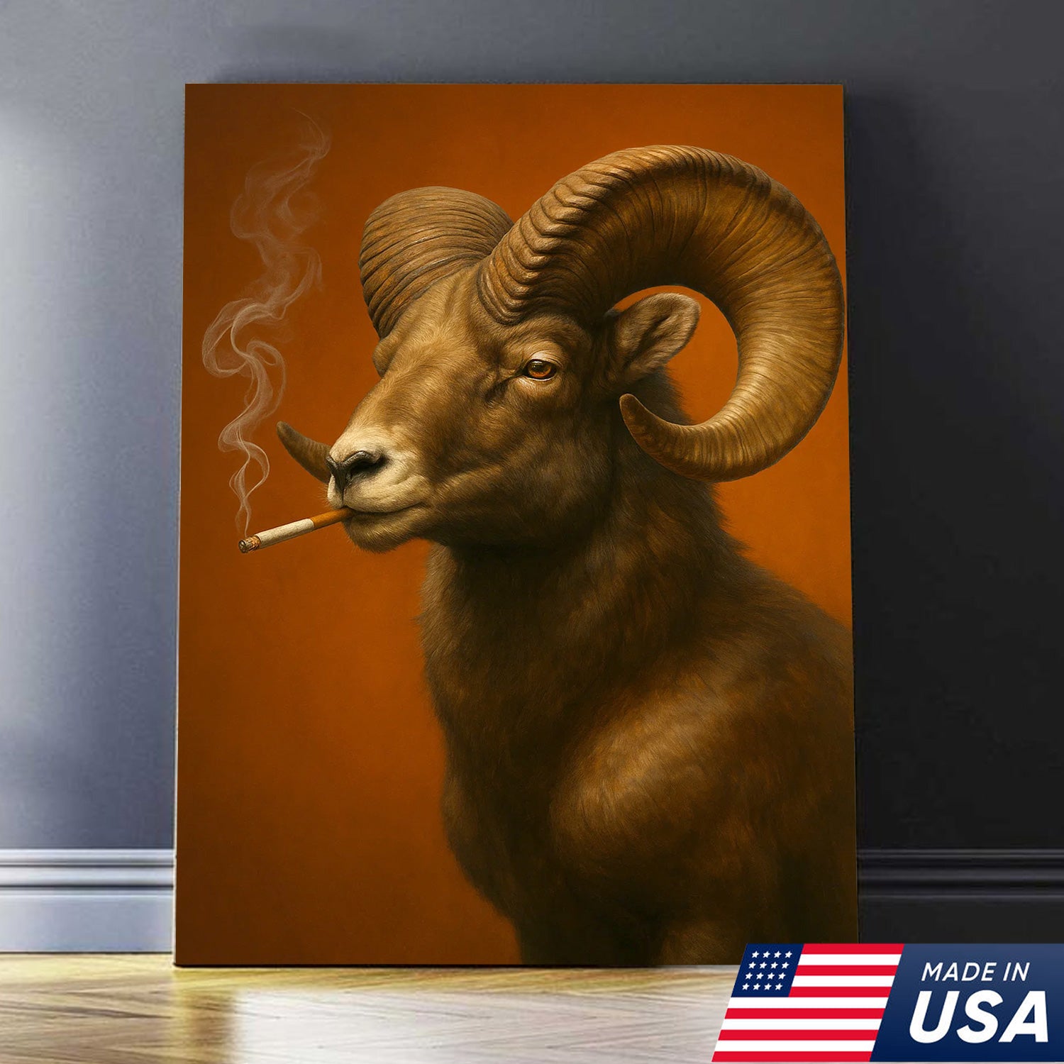 Bighorn Sheep Canvas Wall Art – Majestic Rustic Wildlife Decor for Cabin, Lodge & Nature Lovers