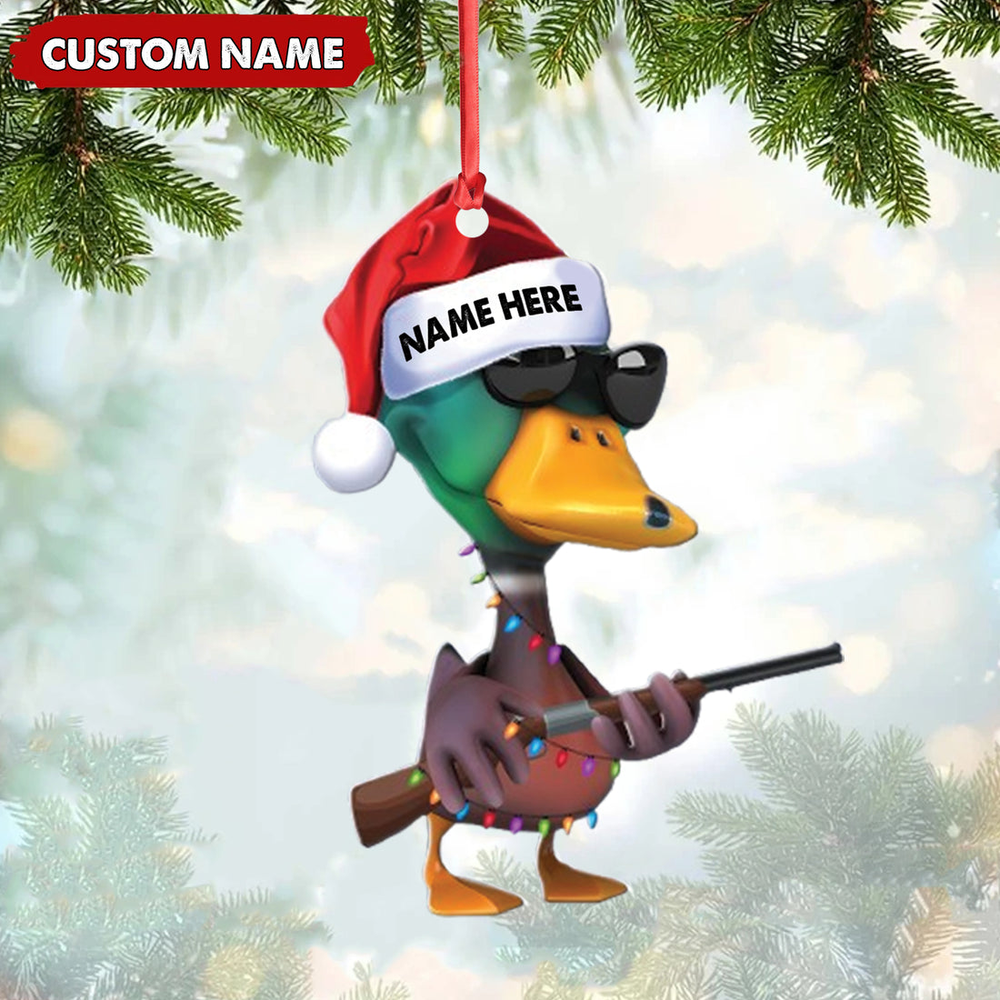 Personalized Funny Duck Hunting Acrylic Christmas Ornament β Custom Gift for Hunters & Outdoor Lovers