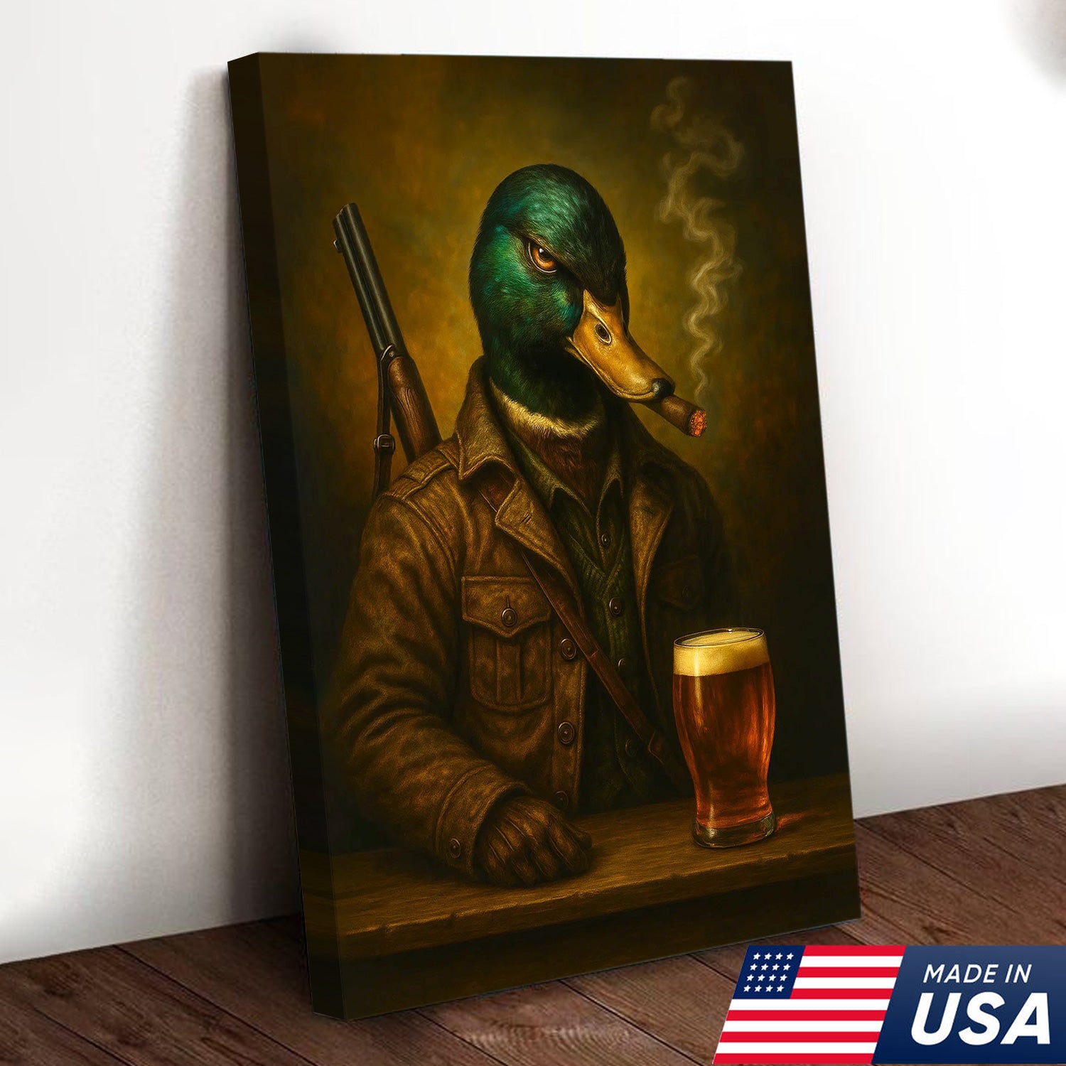 Epic Mallard Duck Canvas Wall Art – Fierce Surreal Animal Portrait, Bold Statement Decor