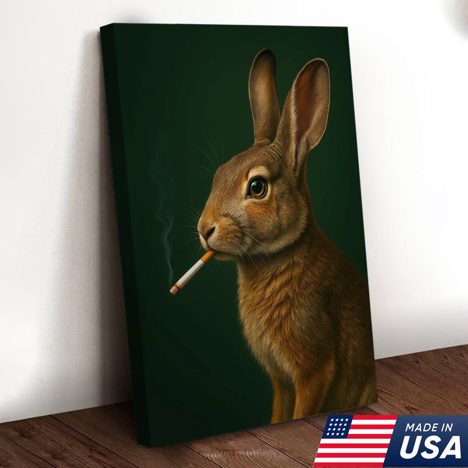 Rabbit Wall Art Canvas - Rustic Wildlife Decor for Cabin & Lodge - Unique Hunting Gift