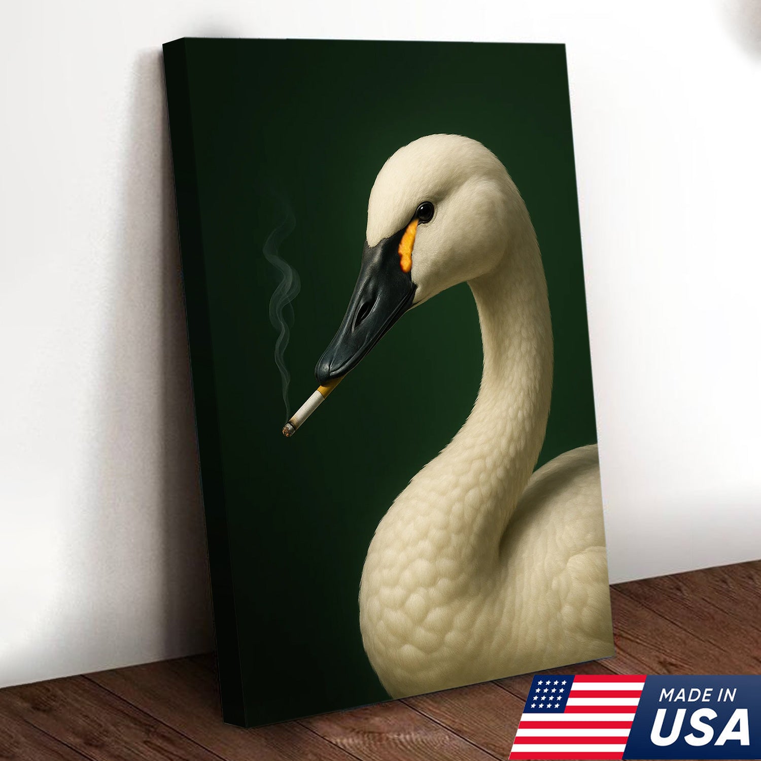 Tundra Swan Wall Art Canvas - Elegant Wildlife Cabin Decor - Unique Hunting Lodge Artwork
