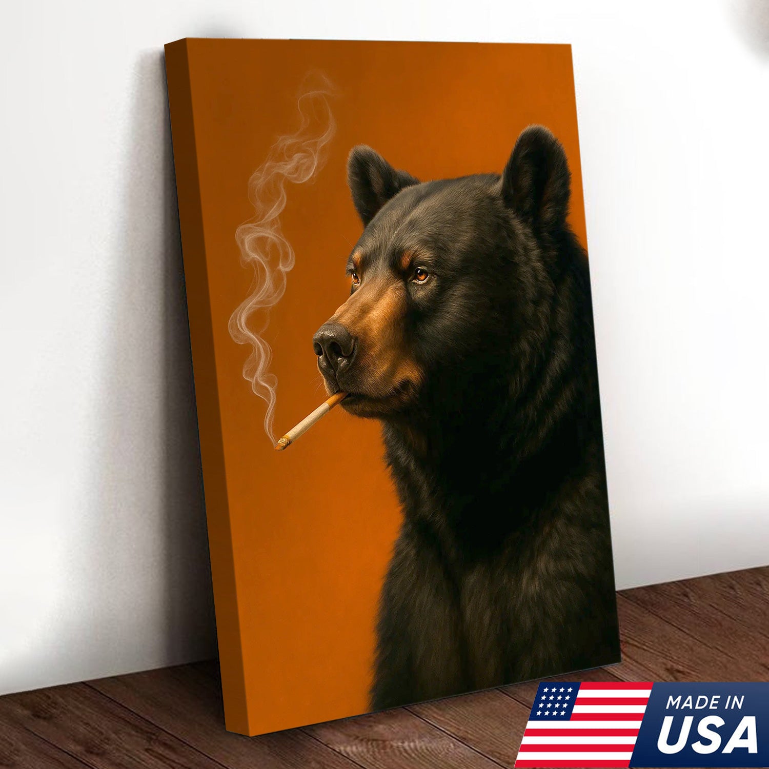 Black Bear Canvas Wall Art – Bold Rustic Wildlife Decor for Cabin, Lodge & Nature Lovers