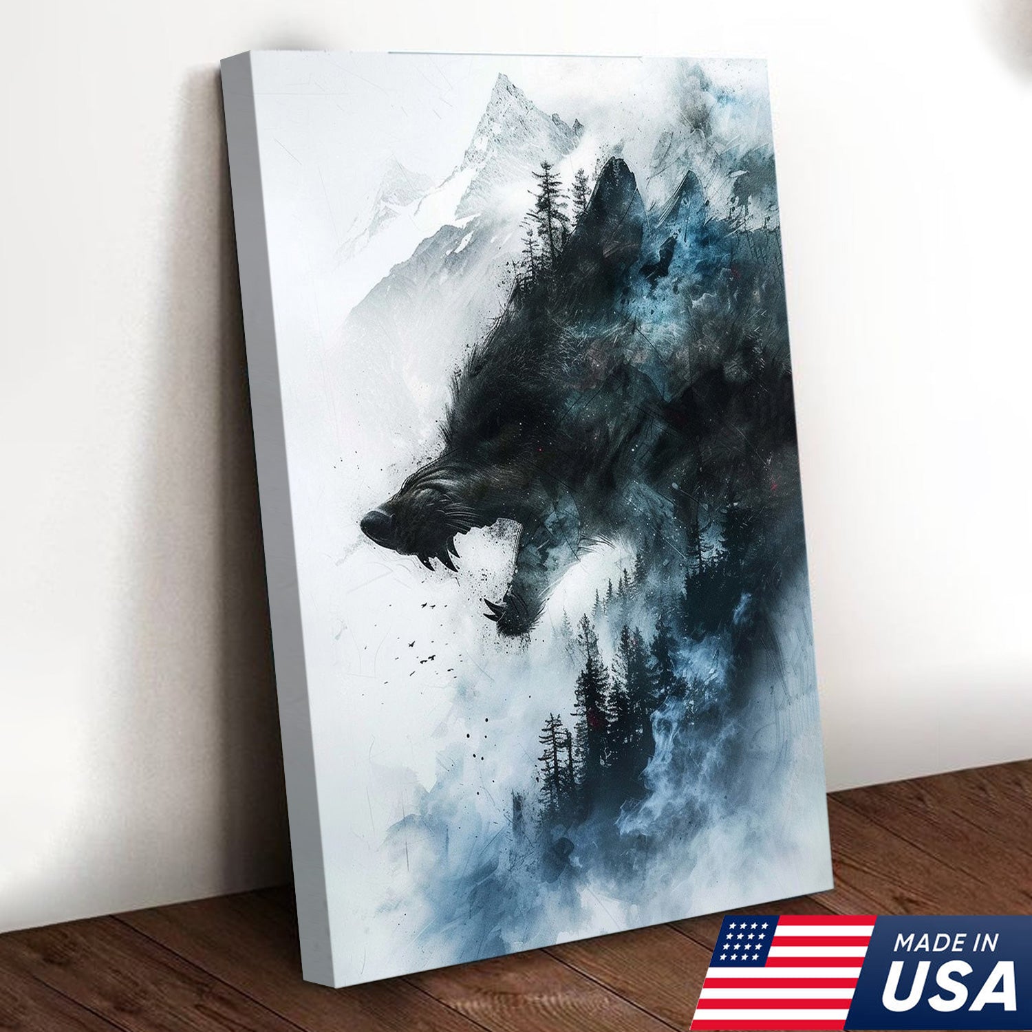 Wolf Forest Canvas Wall Art – Wild Wilderness Mountain Decor – Rustic Cabin & Lodge Artwork