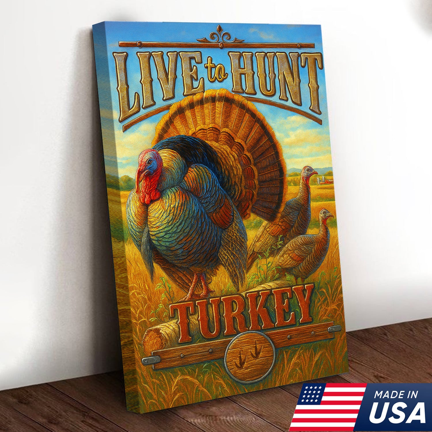 Turkey Hunting Canvas Wall Art – Rustic Wildlife Lodge Decor Gift for Hunters & Nature Lovers