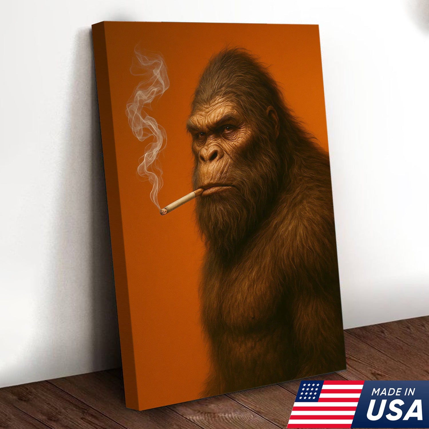 Bigfoot Canvas Wall Art – Mysterious Creature Print – Rustic Cabin and Lodge Wall Decor