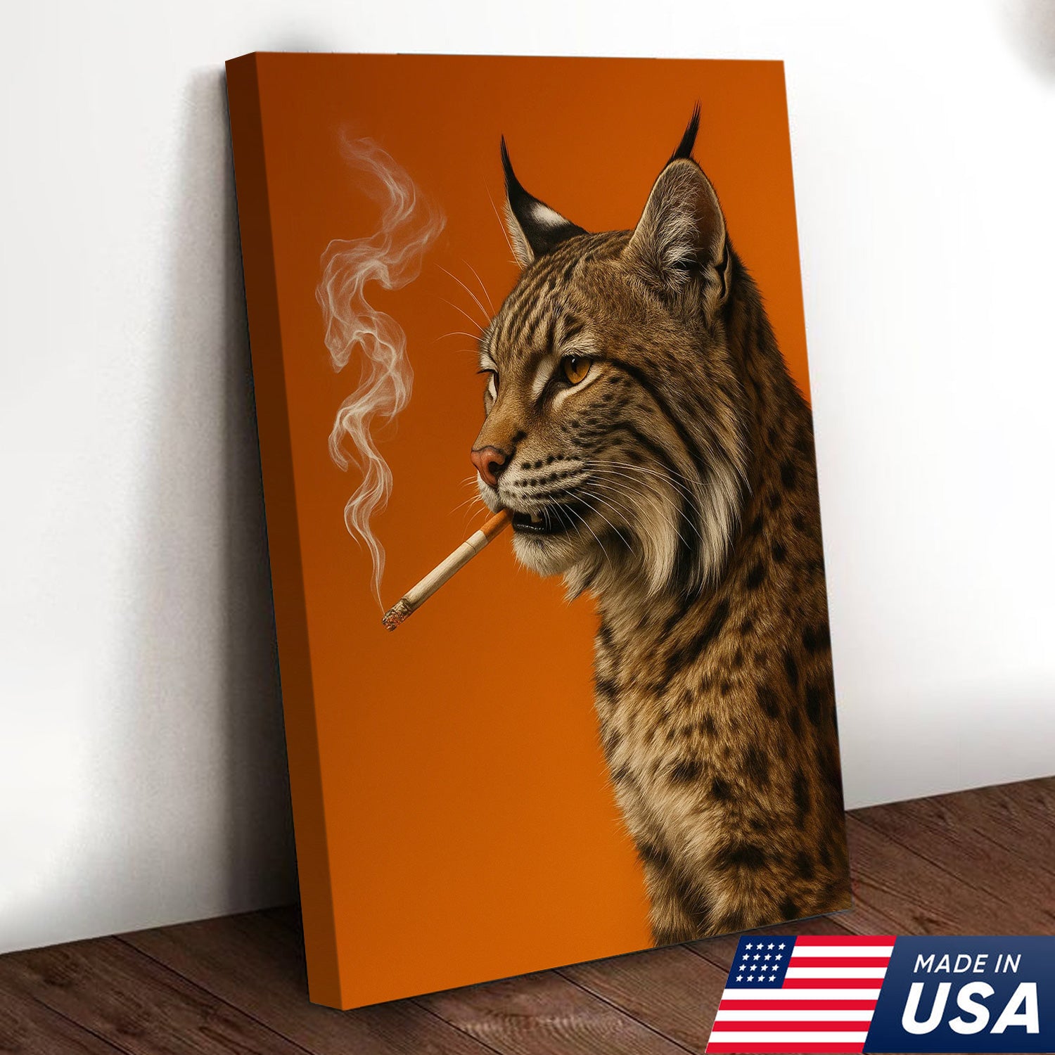 Bobcat Canvas Wall Art – Rustic Wildlife Decor – Hunting Cabin Artwork – Mountain Lodge Wall Hanging – Woodland Animal Nature Print