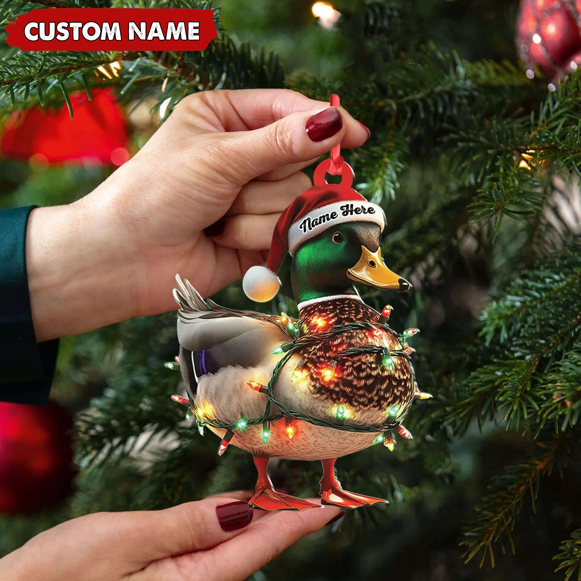 Personalized Duck Acrylic Christmas Ornament – Funny Custom Hunting Tree Decoration For Hunters