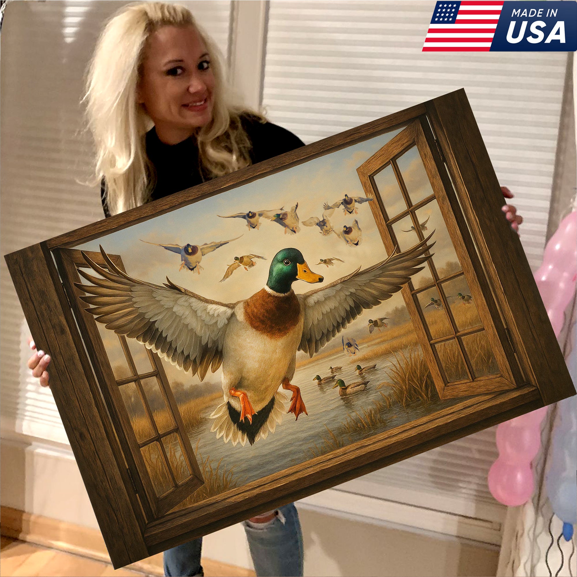 Duck Hunting Canvas Painting – Wildlife Wall Decor for Hunters