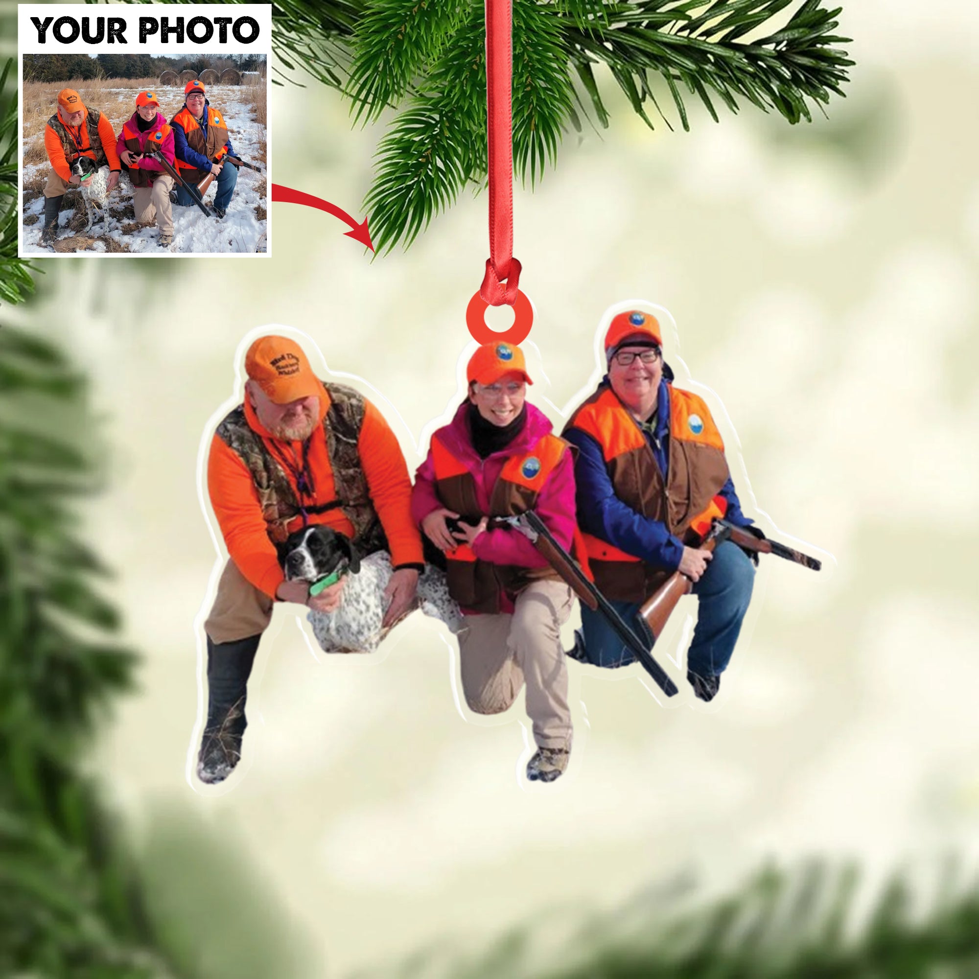 Personalized Hunting Acrylic Christmas Ornament – Custom Photo Gift for Hunters & Outdoor Lovers
