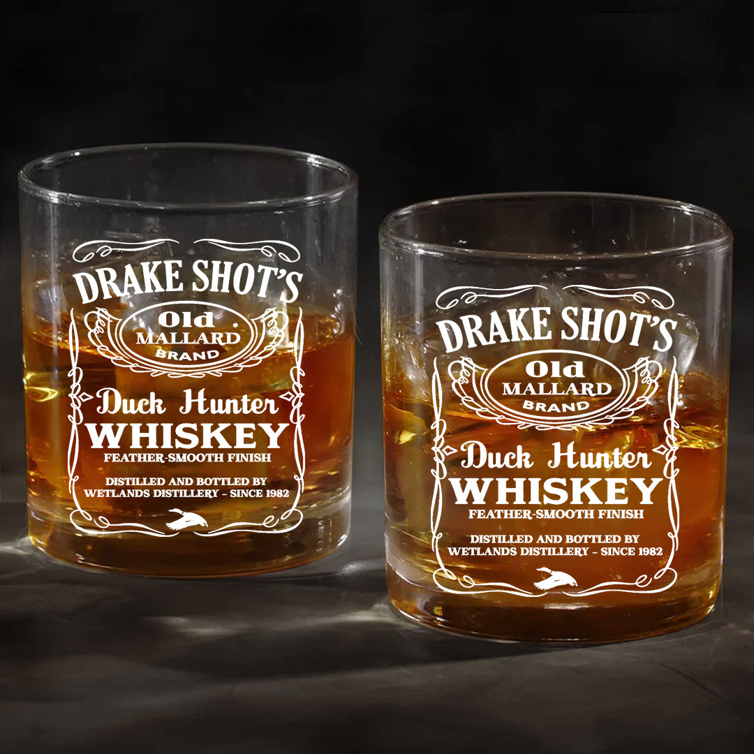 Drake Shot’s Whiskey Decanter Set – Engraved Duck Hunter Glass Barware Gift For Waterfowl Hunters & Drinking Lovers