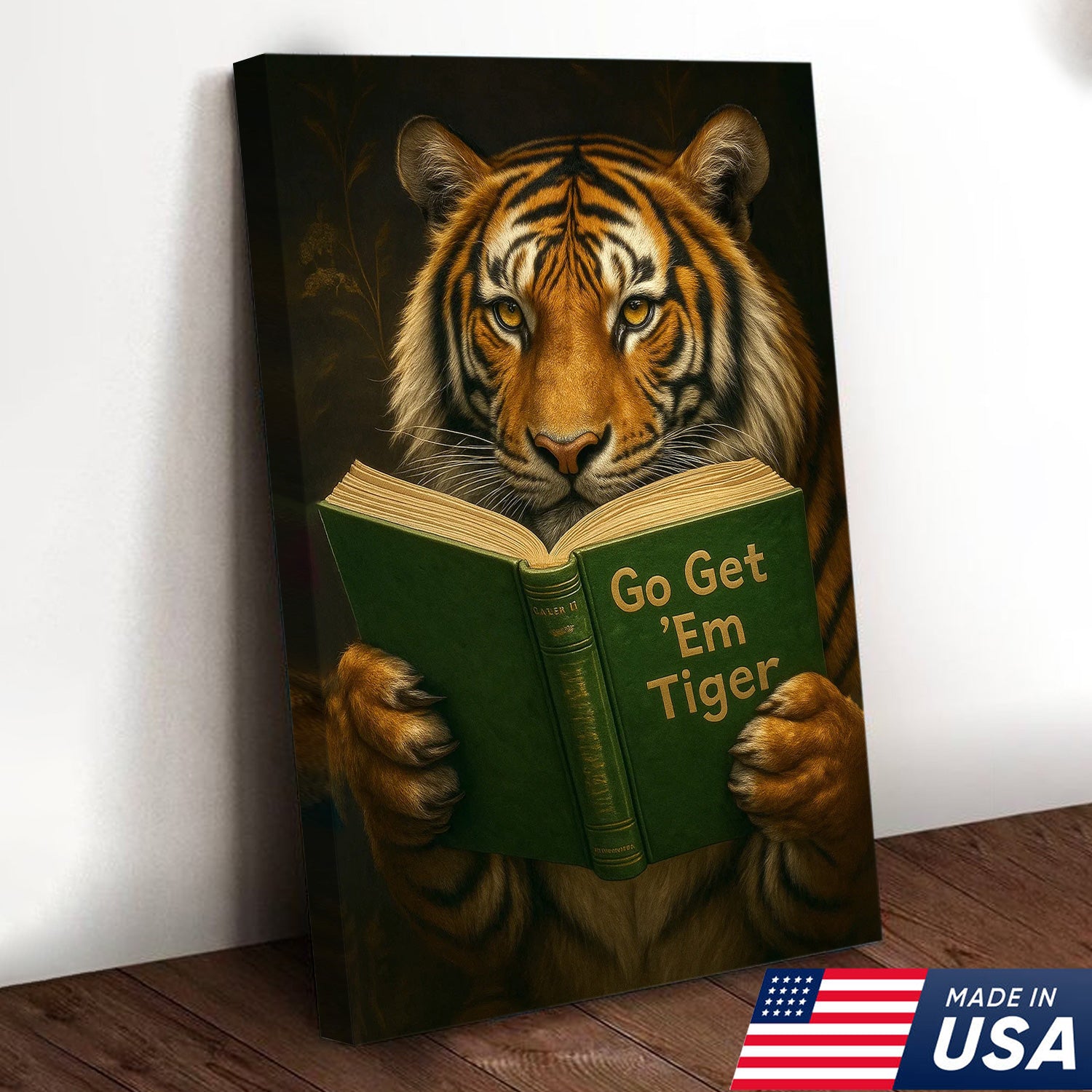 Motivational Tiger Canvas Wall Art - Inspiring Reading Animal Design - Bold Wildlife Artwork for Home Decor
