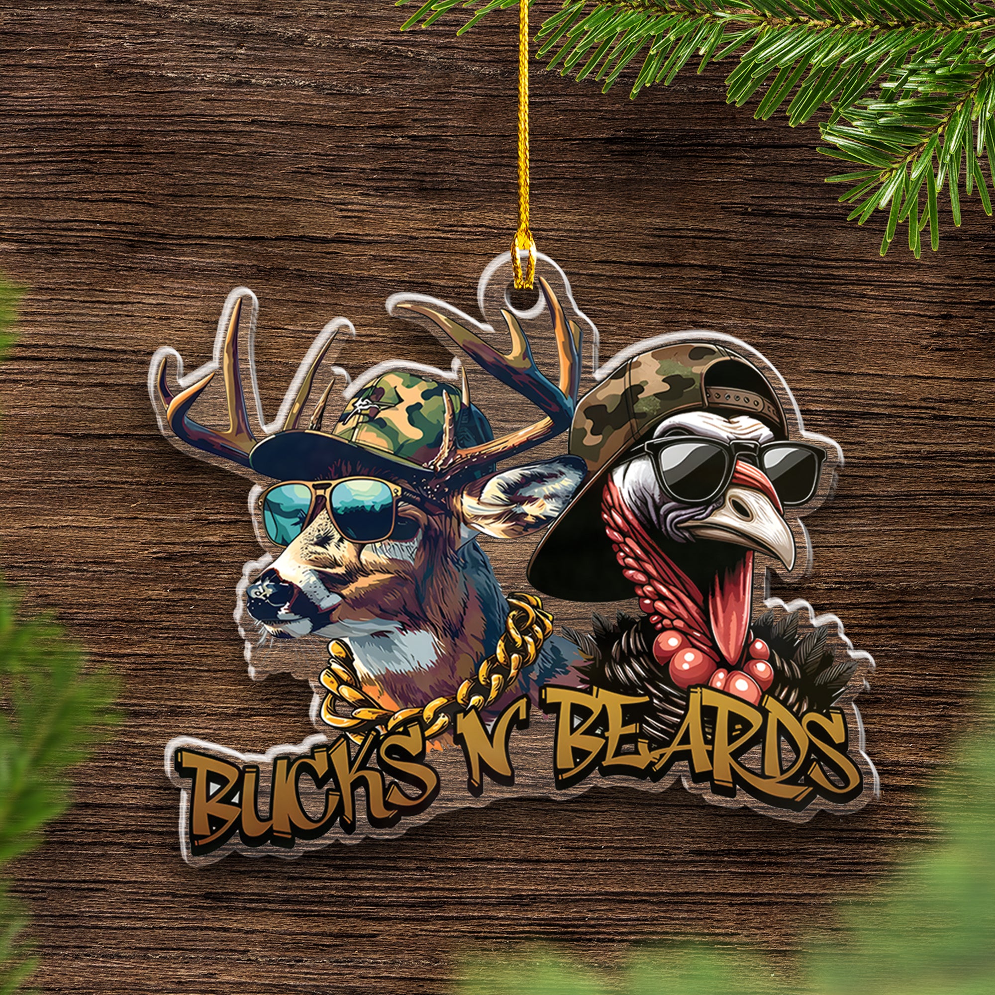 Personalized Funny Bucks ‘N Beards Ornament – Cool Gift for Hunters & Outdoorsmen