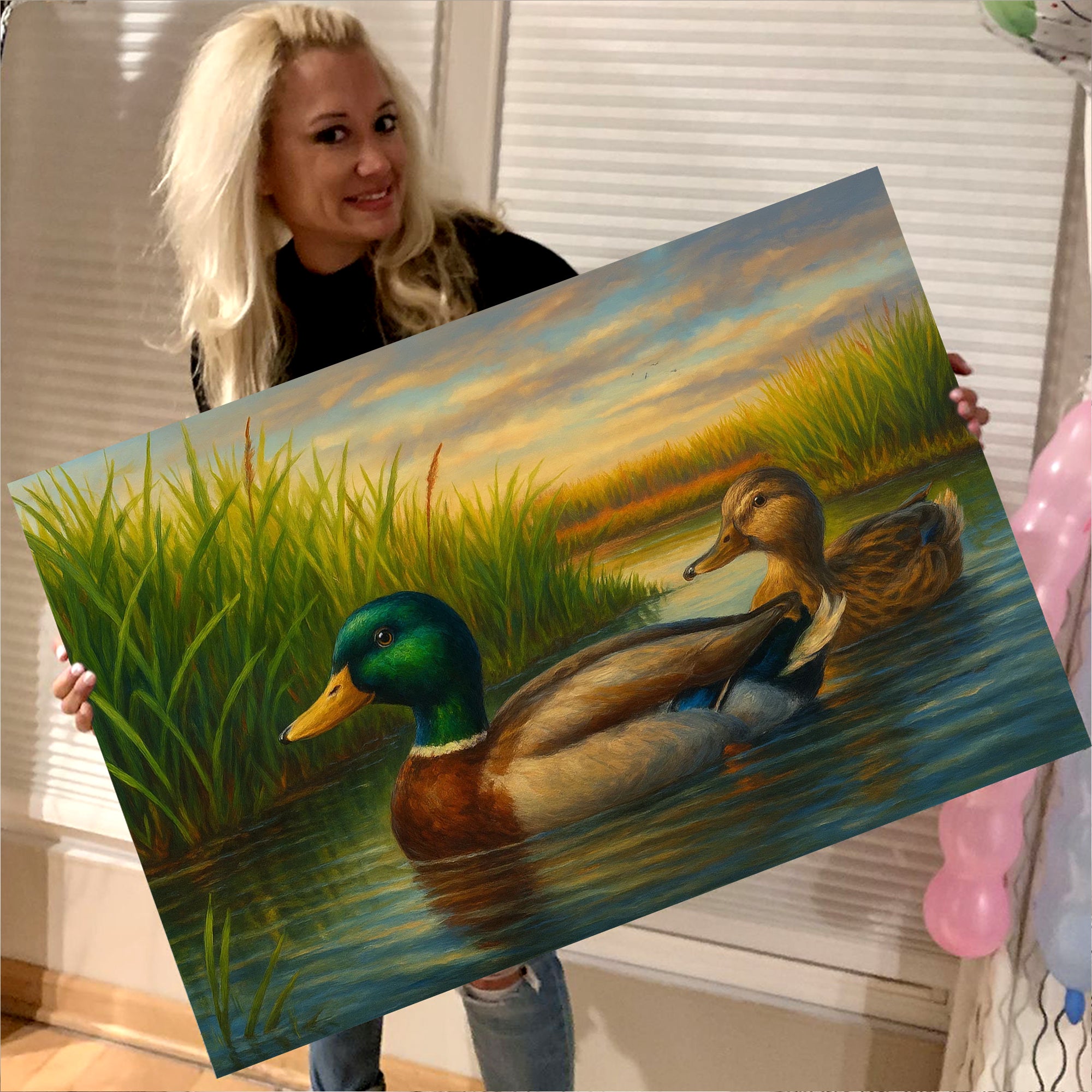 Couple Mallard Ducks Hunting Canvas – Realistic Wildlife Wall Art for Hunters
